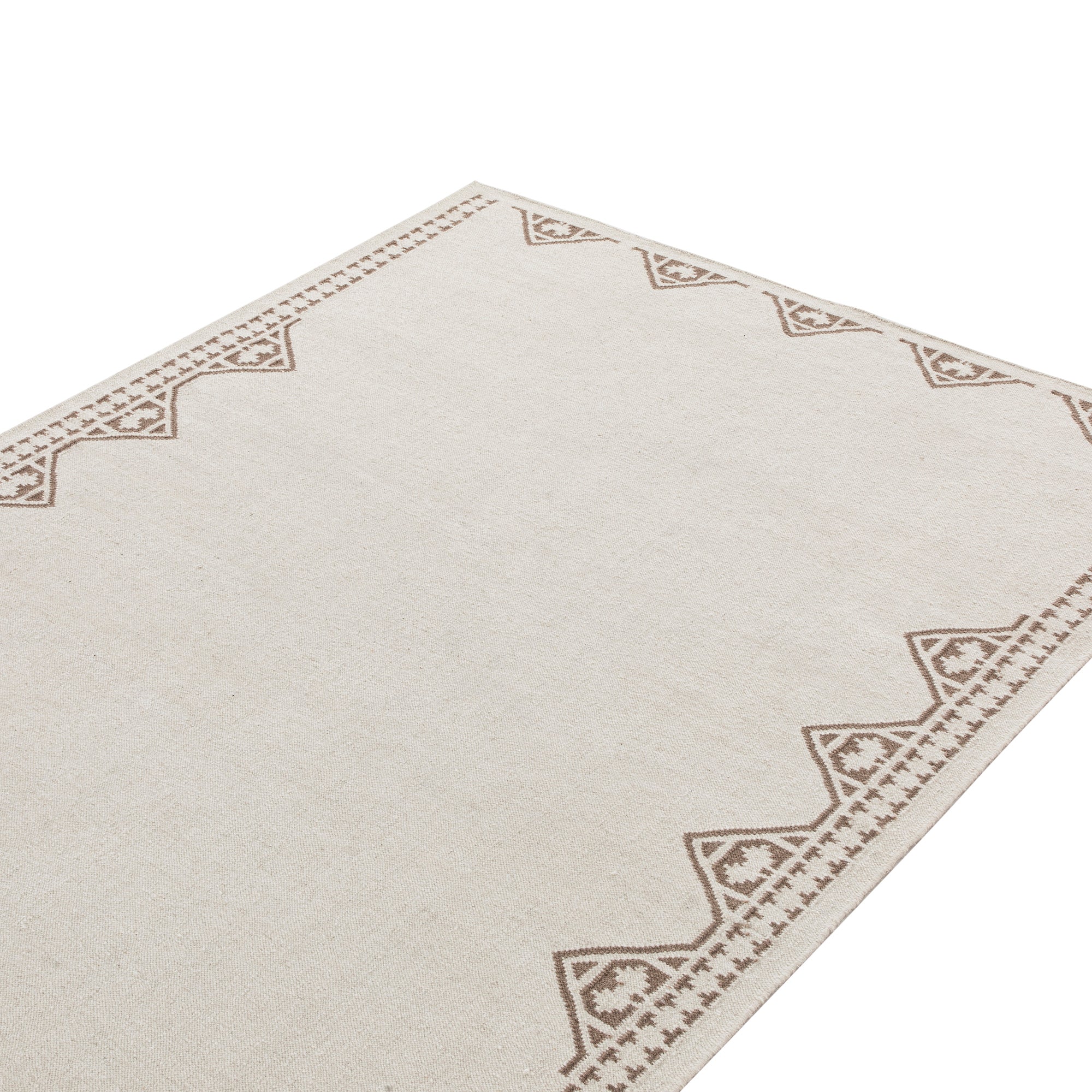 Atlan Cream & Taupe Handwoven Wool Rug - Image 4