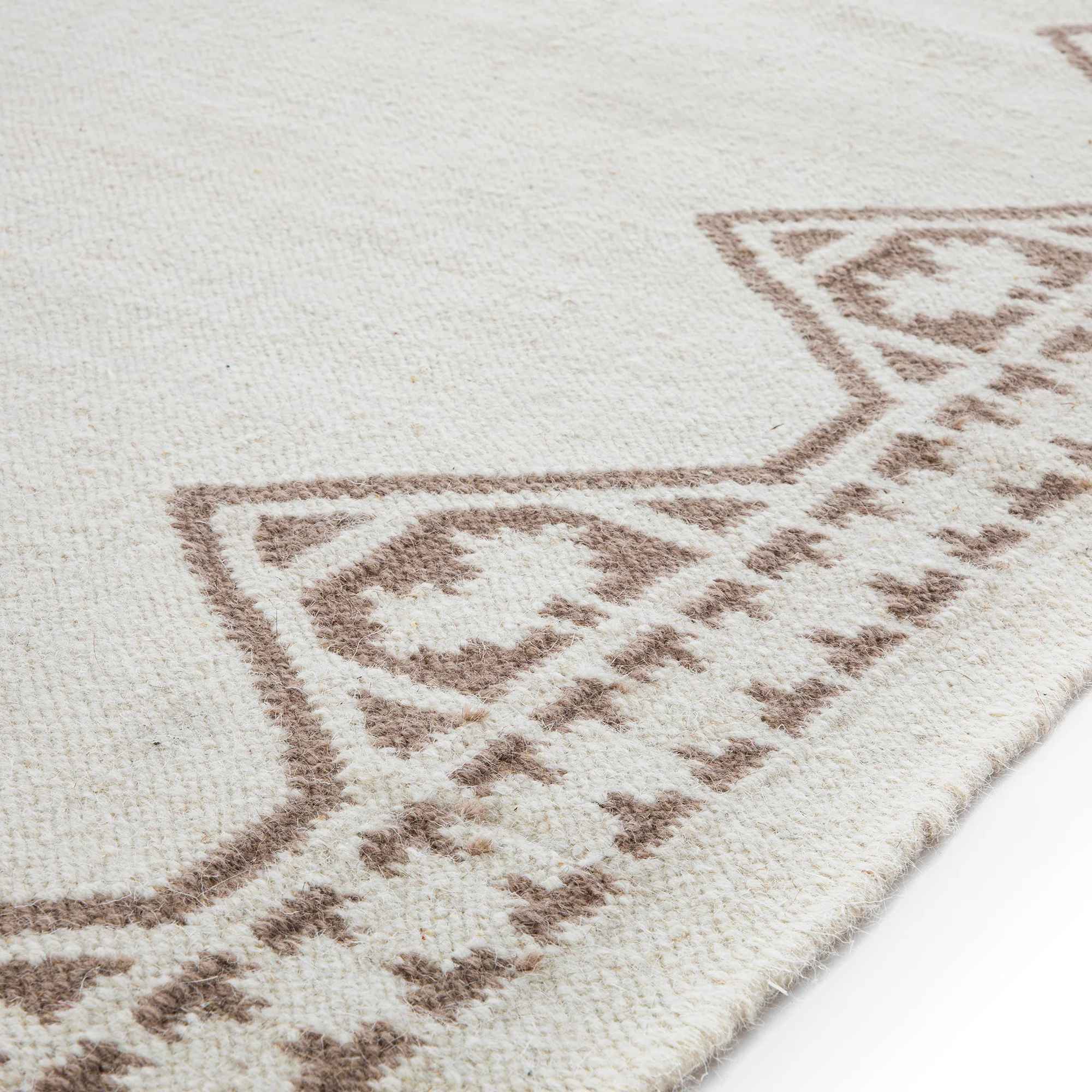 Atlan Cream & Taupe Handwoven Wool Rug - Image 6