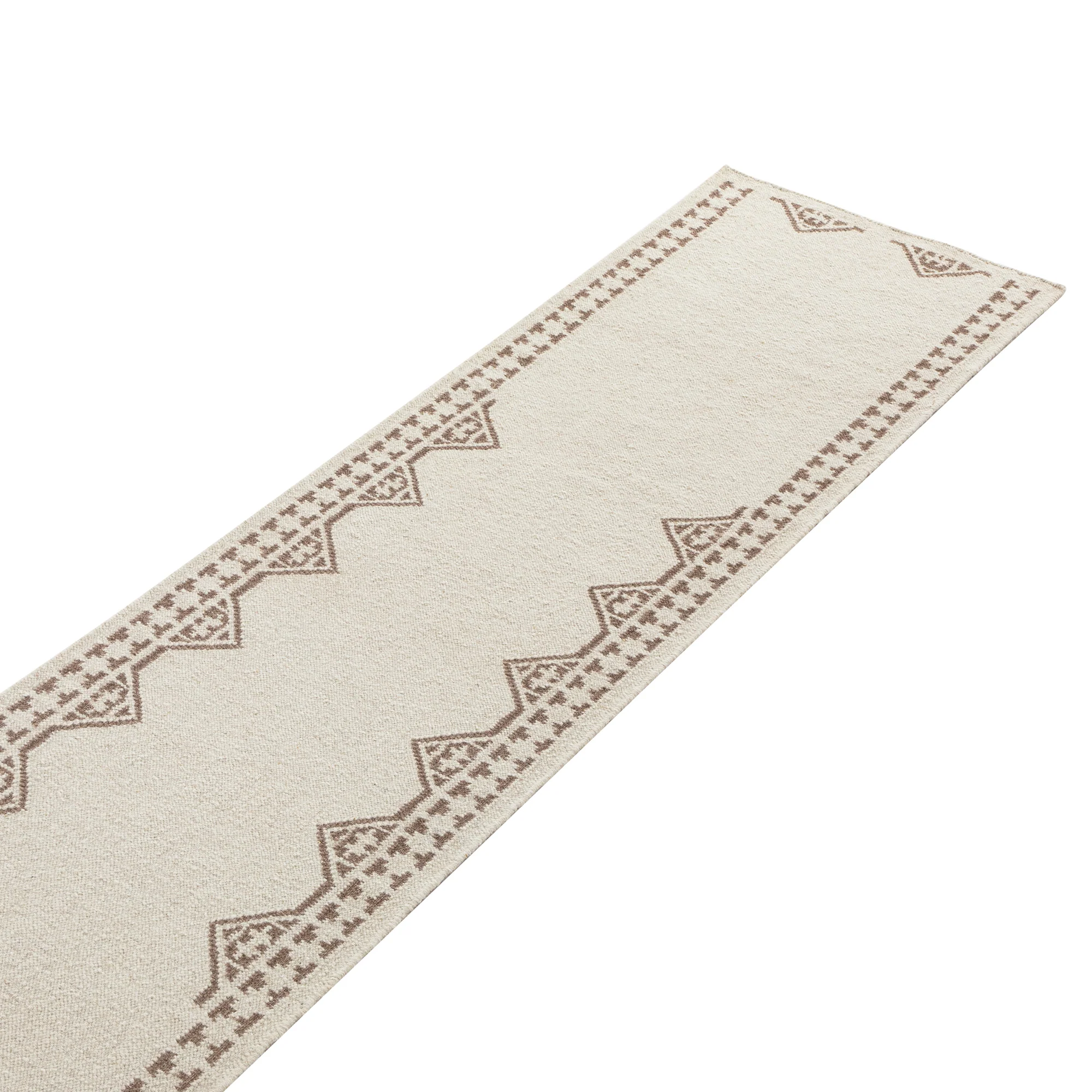 Atlan Cream & Taupe Handwoven Wool Runner - Image 2