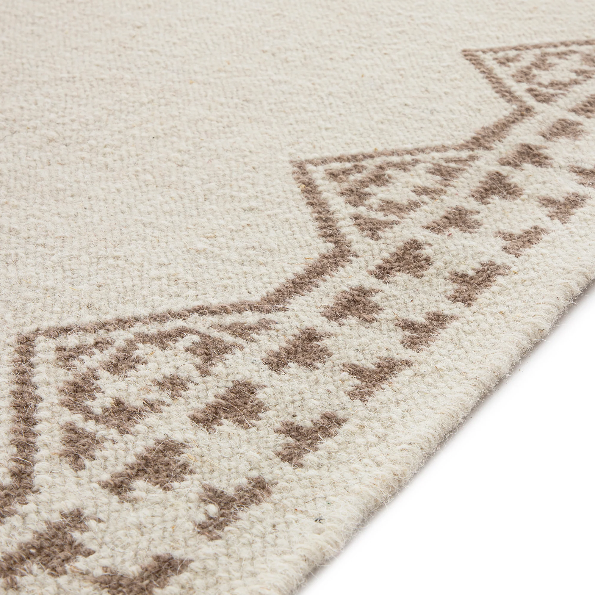 Atlan Cream & Taupe Handwoven Wool Runner - Image 5