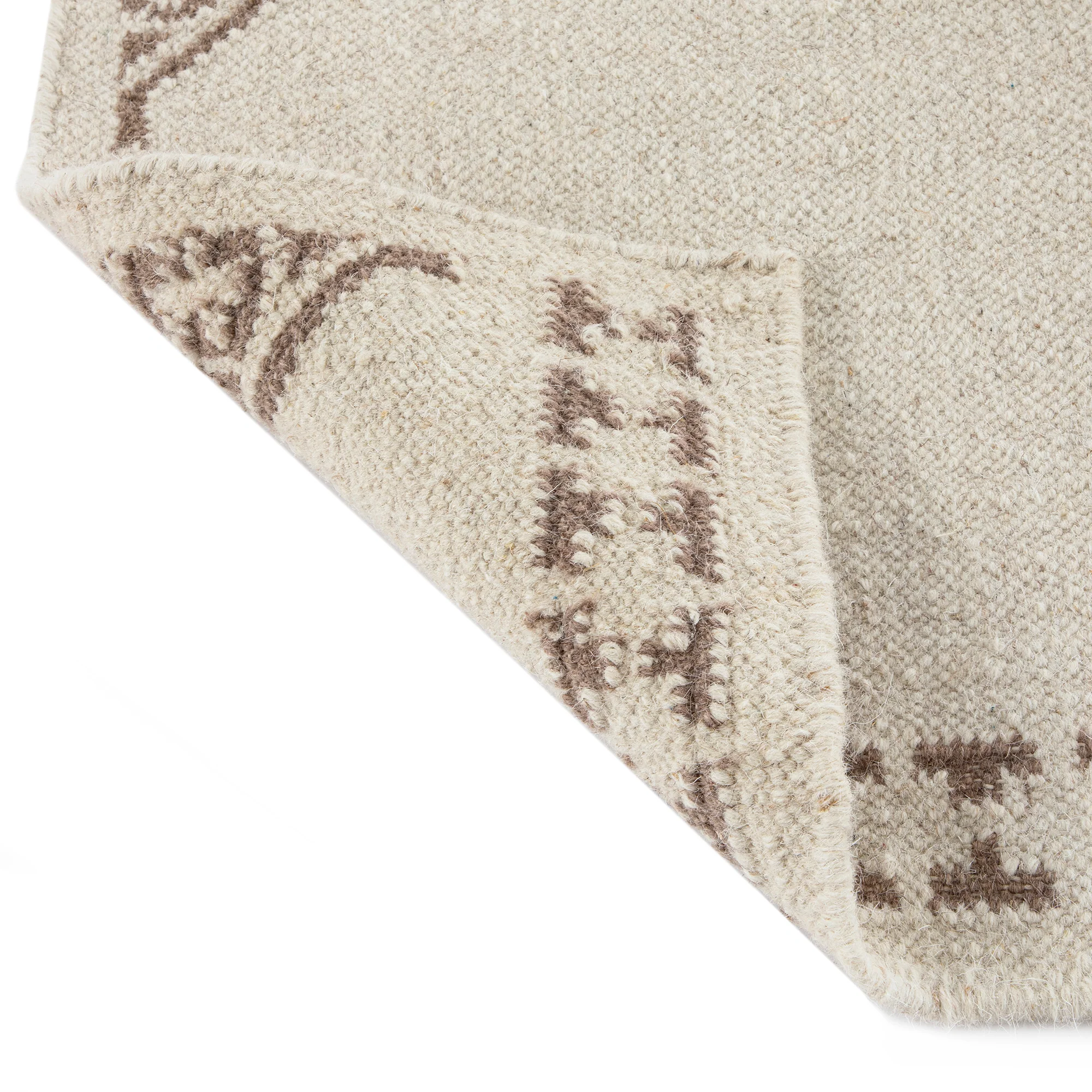 Atlan Cream & Taupe Handwoven Wool Runner - Image 6