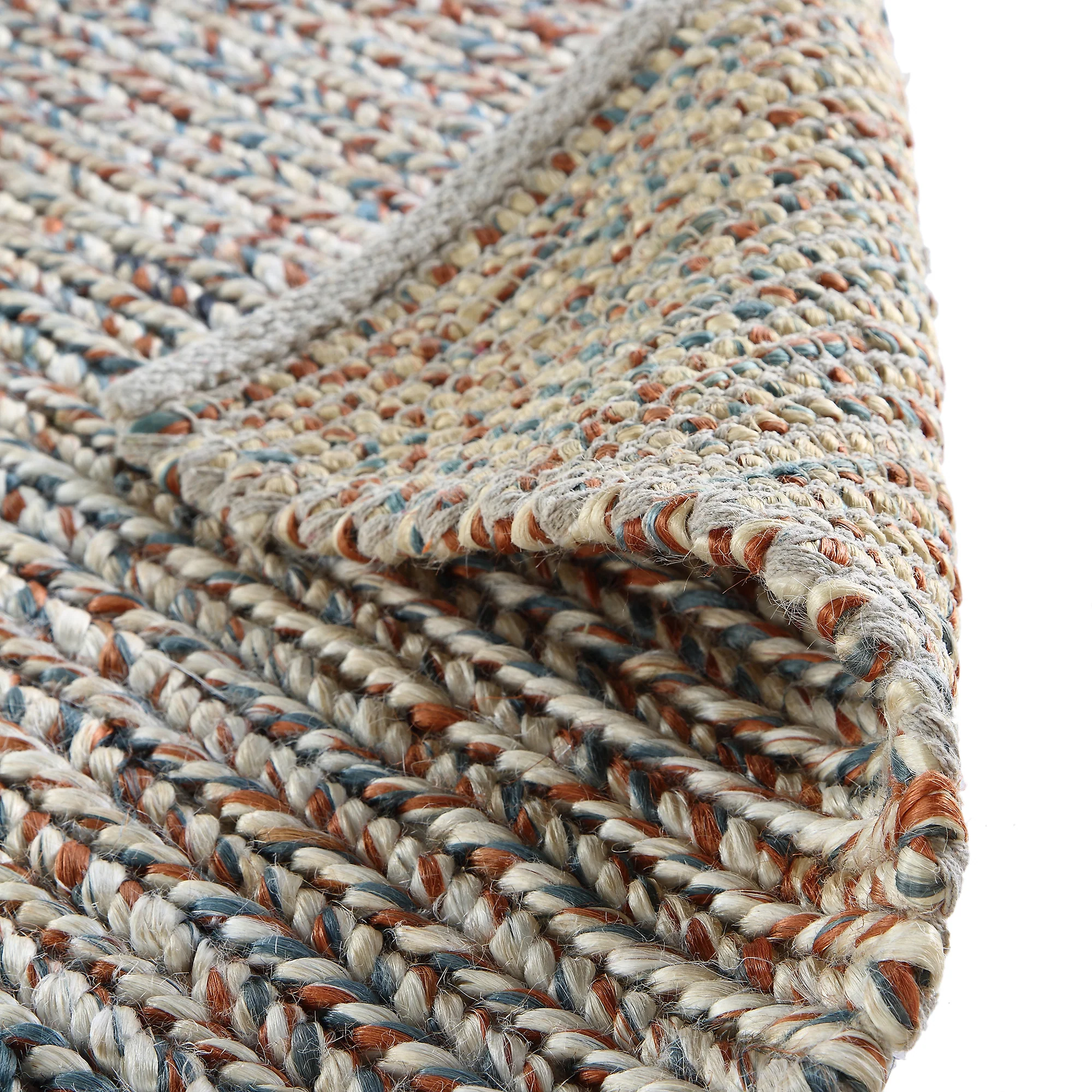 Aurora Hand Braided Bronze & Teal Jute Rug - Image 7