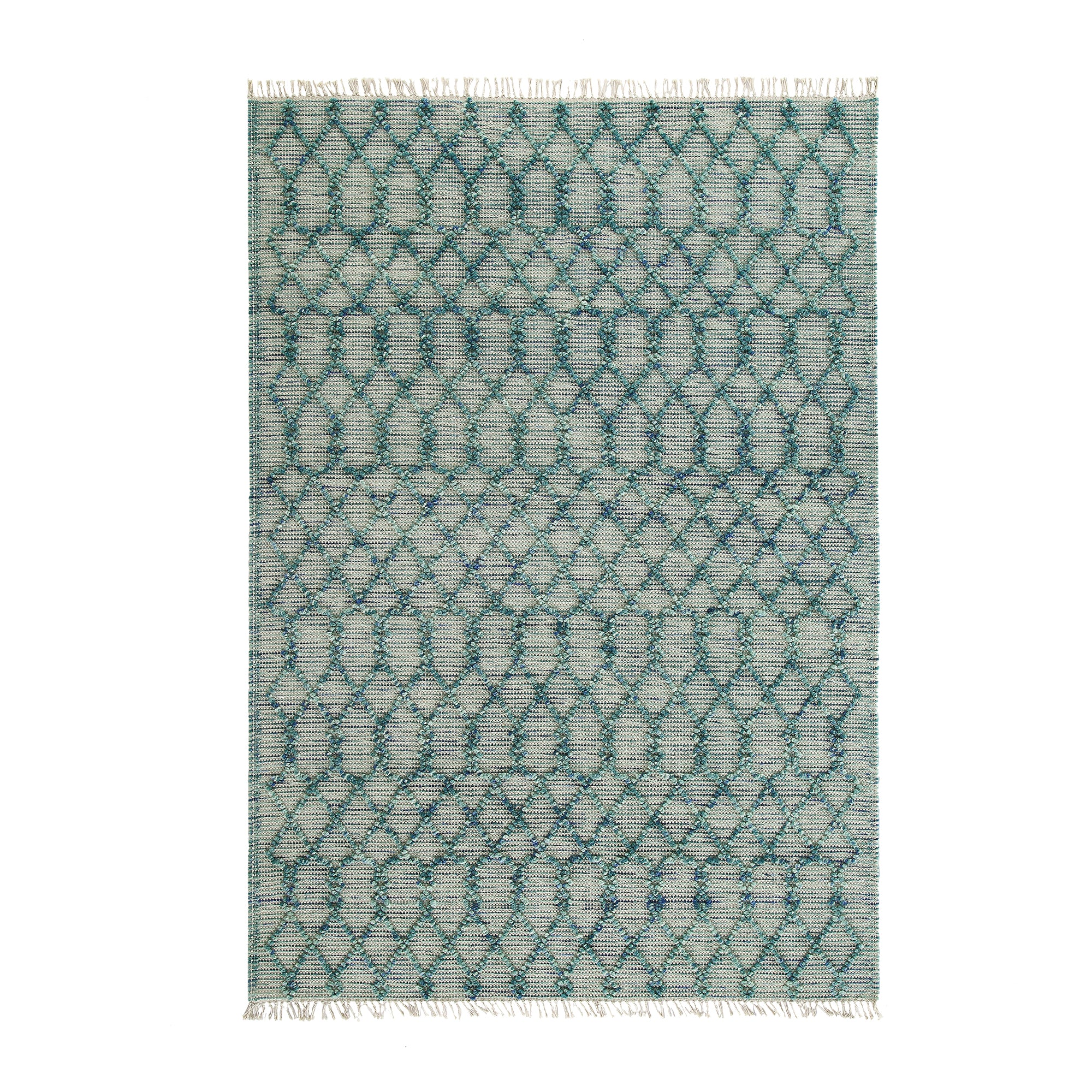 Avanti Handwoven Aquamarine Bobble Wool Rug - Image 5