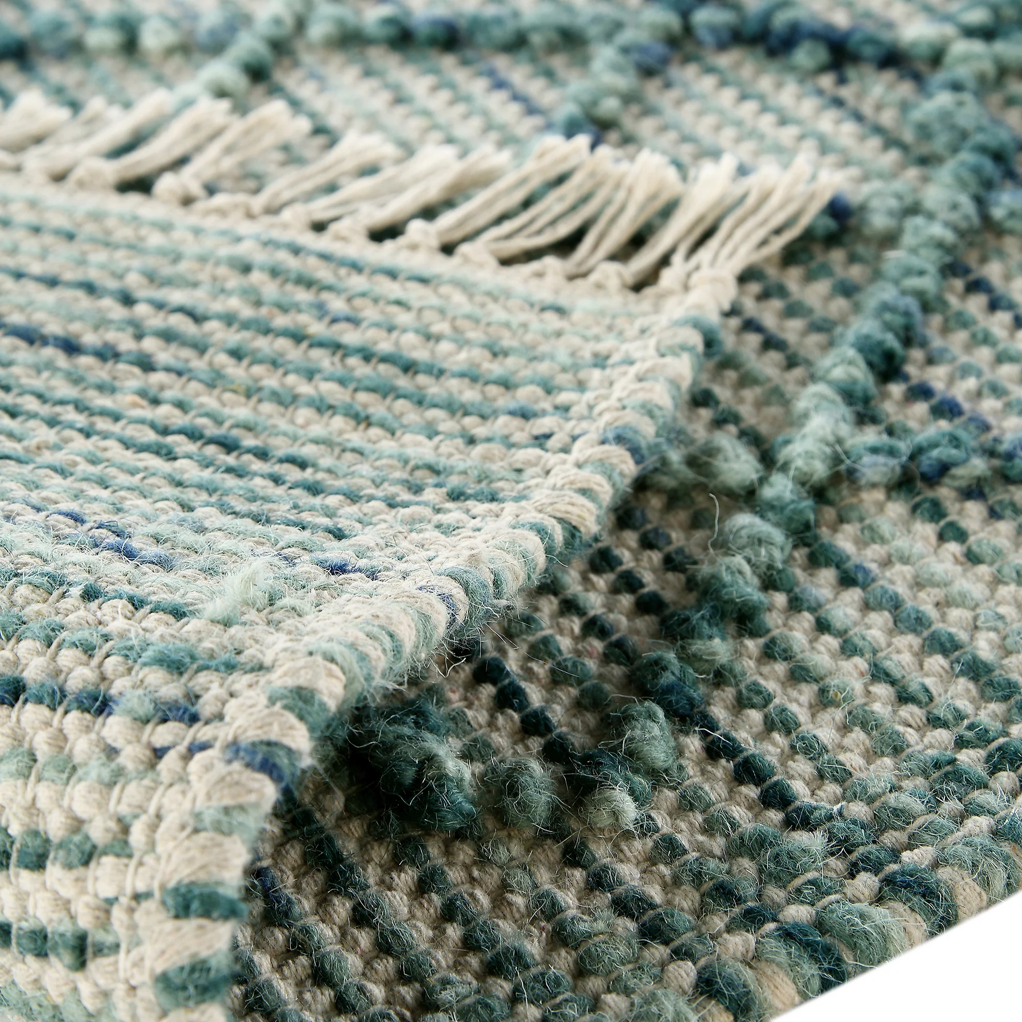 Avanti Handwoven Aquamarine Bobble Wool Rug - Image 9