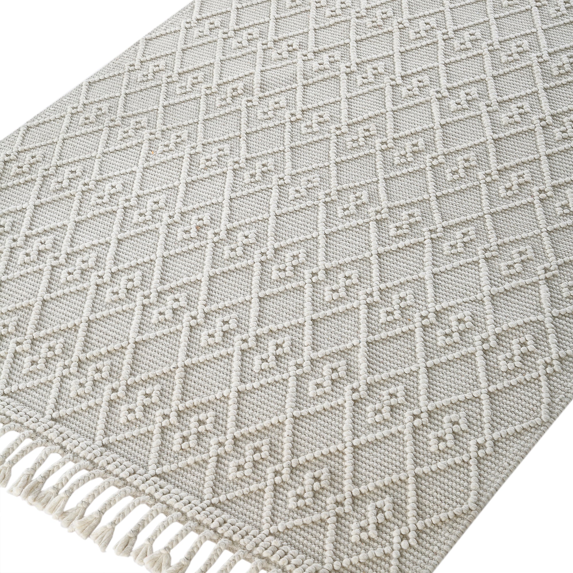 Avanti Handwoven Cream Bobble Wool Rug - Image 6