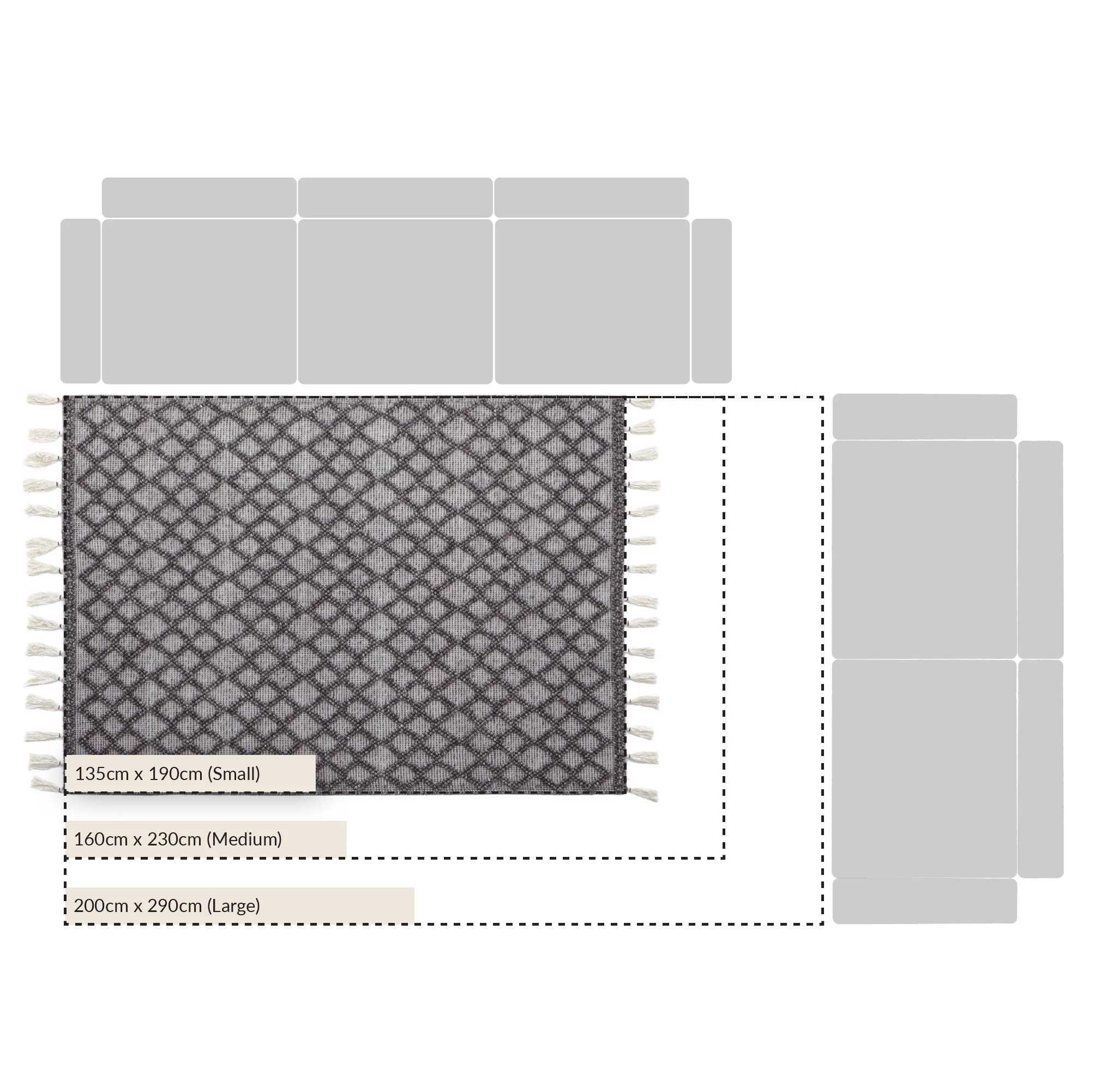 Avanti Handwoven Warm Grey Diamond Bobble Wool Rug - Image 3