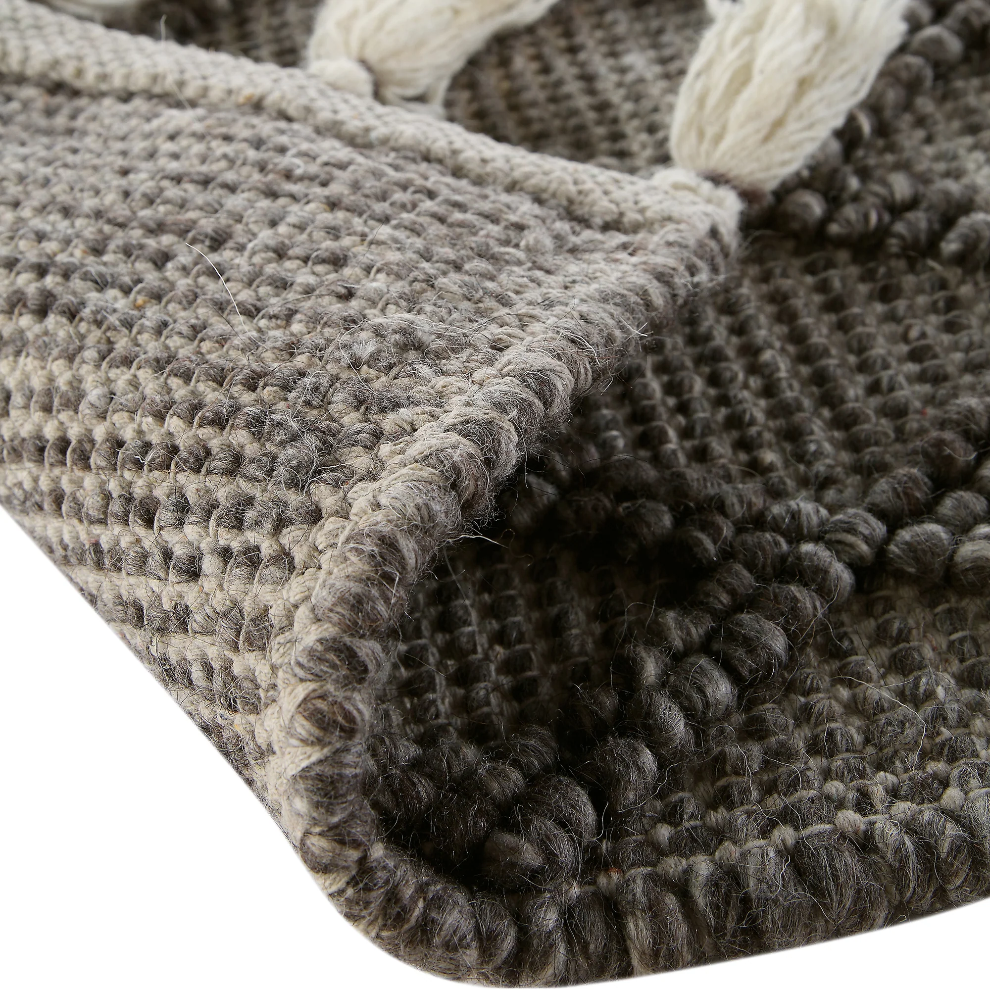 Avanti Handwoven Warm Grey Diamond Bobble Wool Rug - Image 7