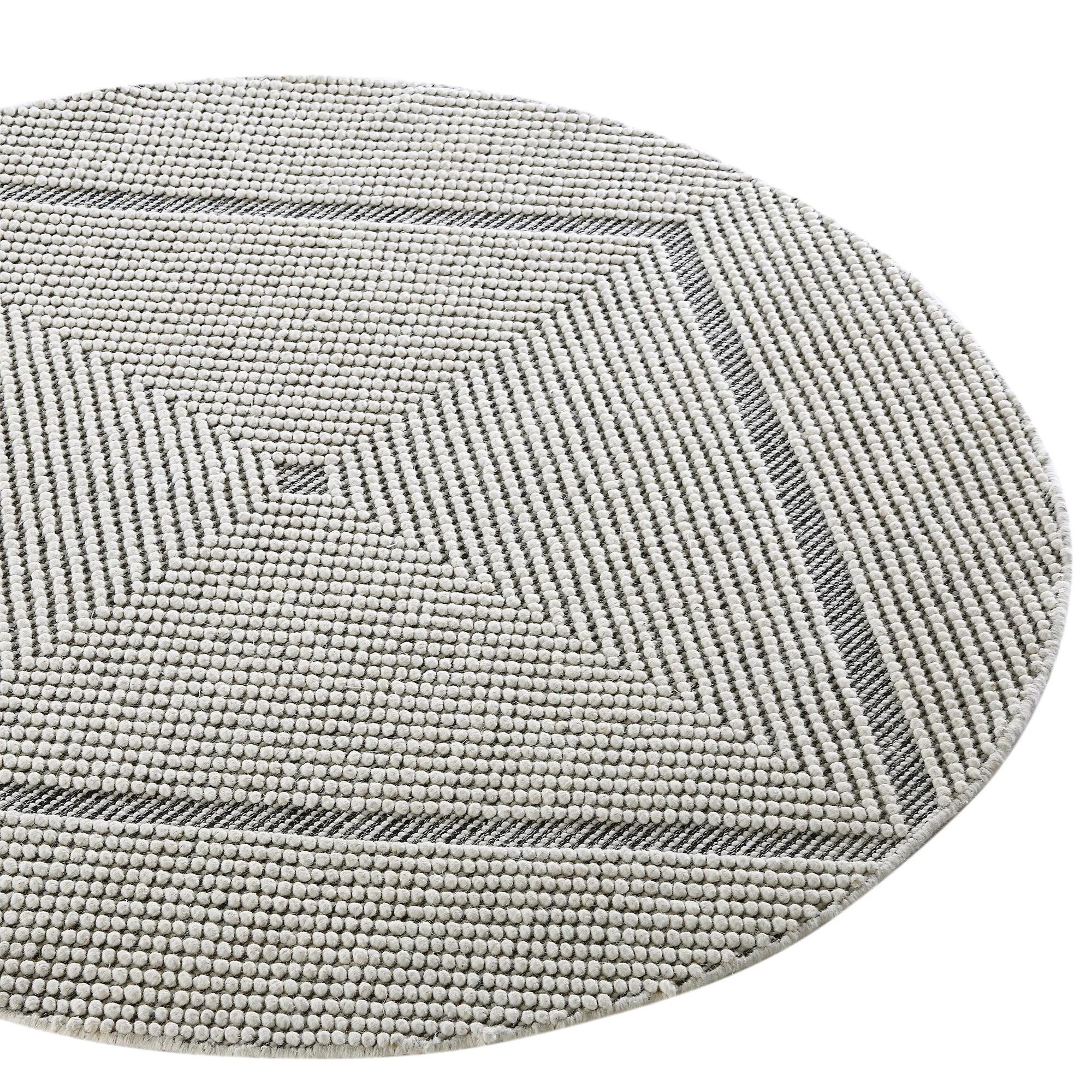 Avanti Handwoven Salt and Pepper Diamond Bobble Wool Round Rug - Image 3