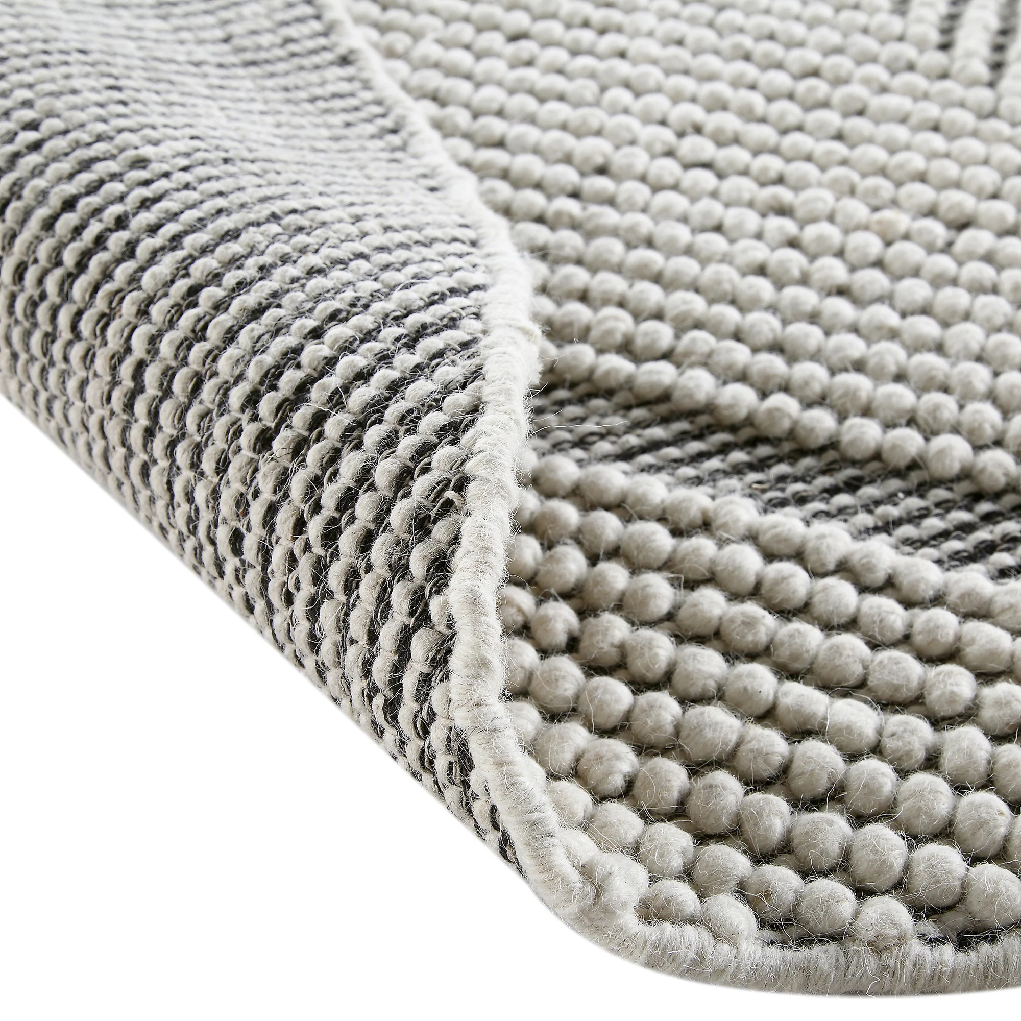 Avanti Handwoven Salt and Pepper Diamond Bobble Wool Round Rug - Image 7