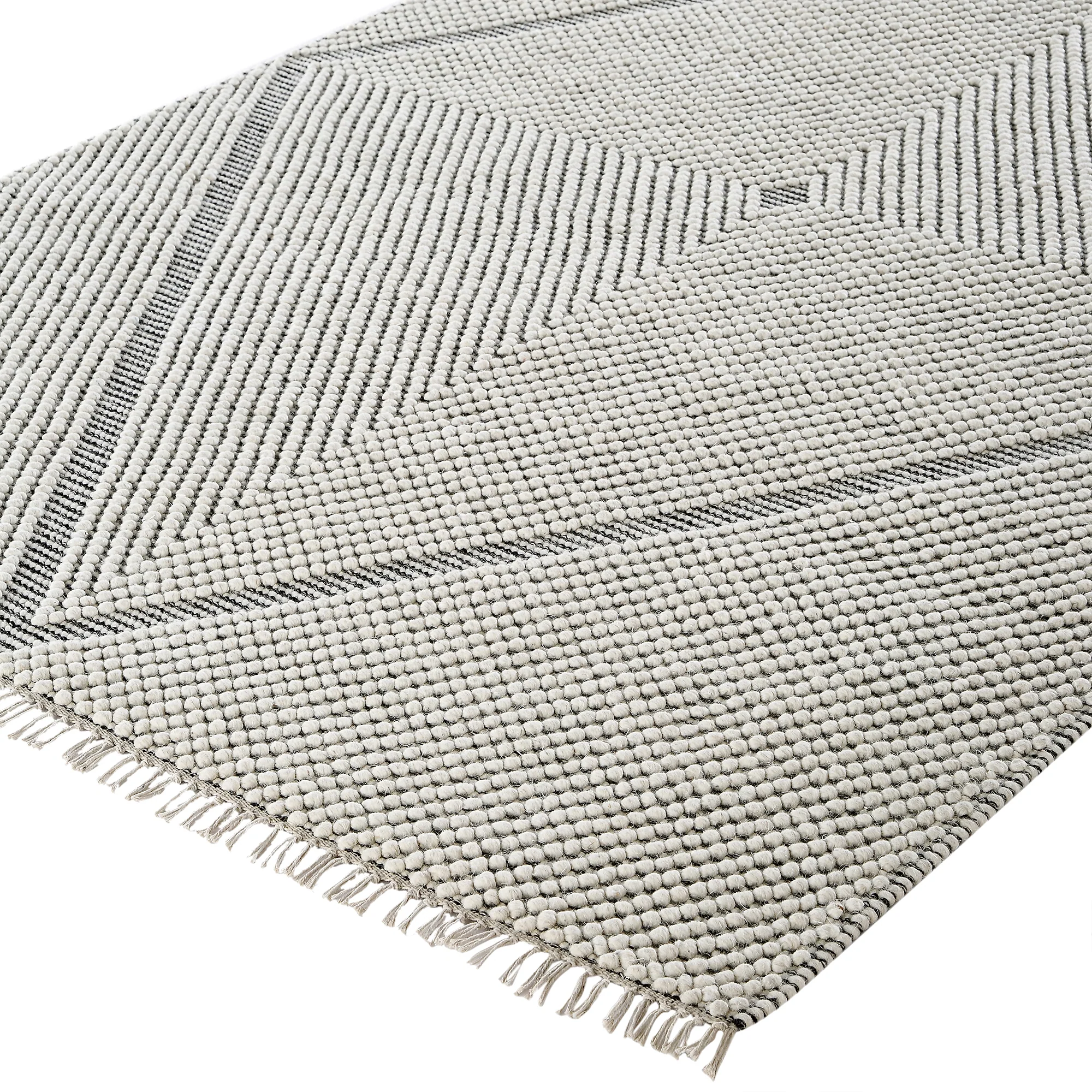 Avanti Handwoven Salt and Pepper Diamond Bobble Wool Rug - Image 4