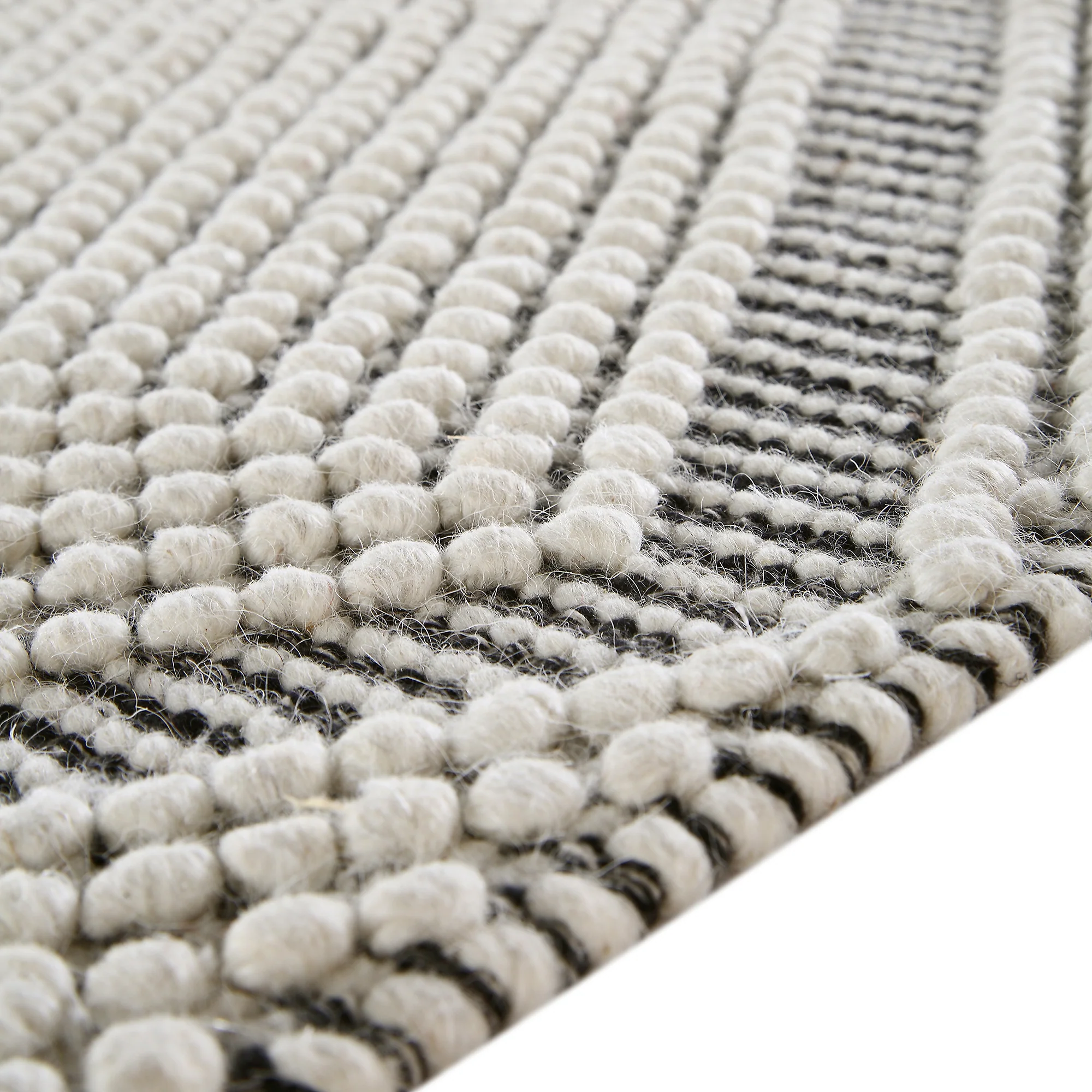 Avanti Handwoven Salt and Pepper Diamond Bobble Wool Rug - Image 7