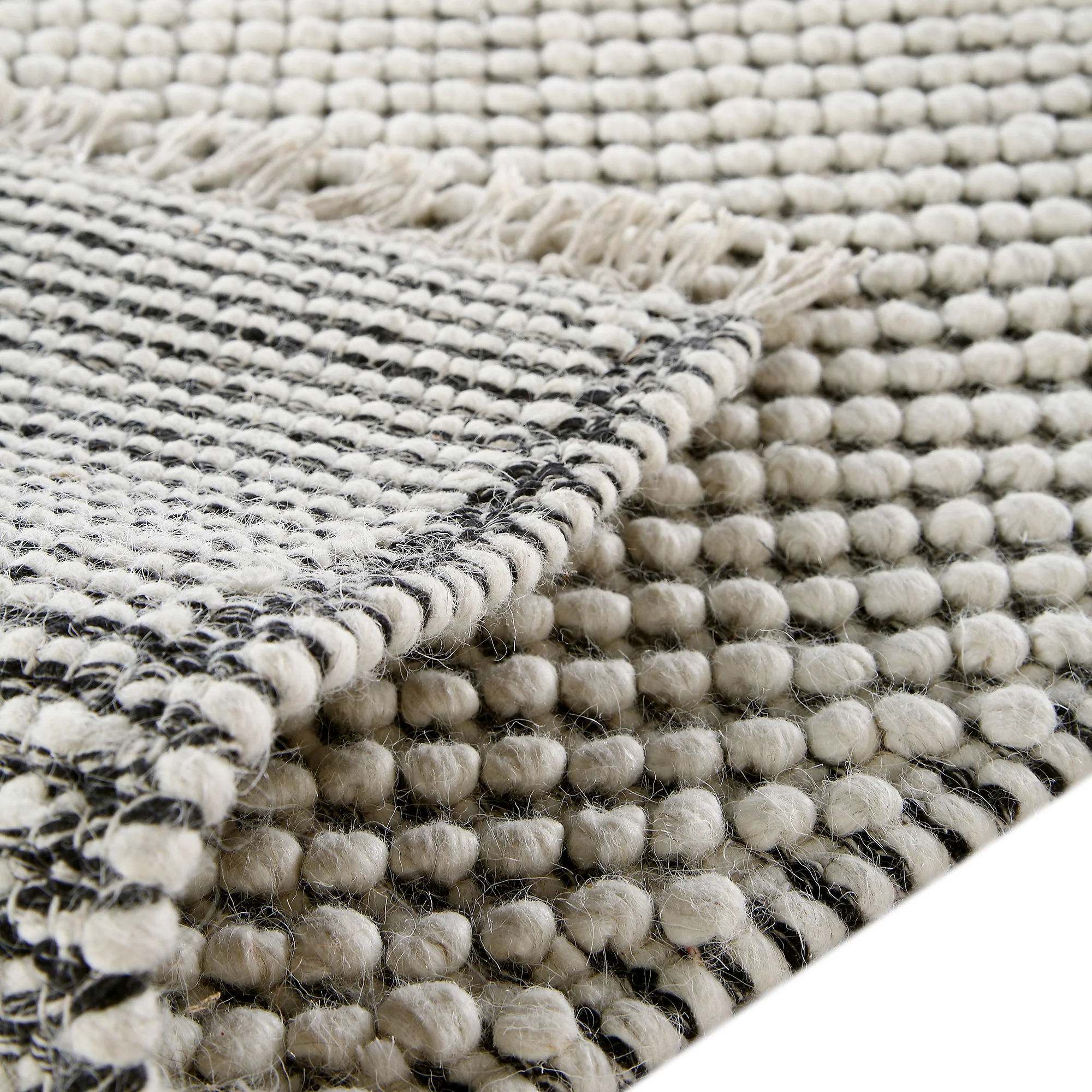 Avanti Handwoven Salt and Pepper Diamond Bobble Wool Rug - Image 9