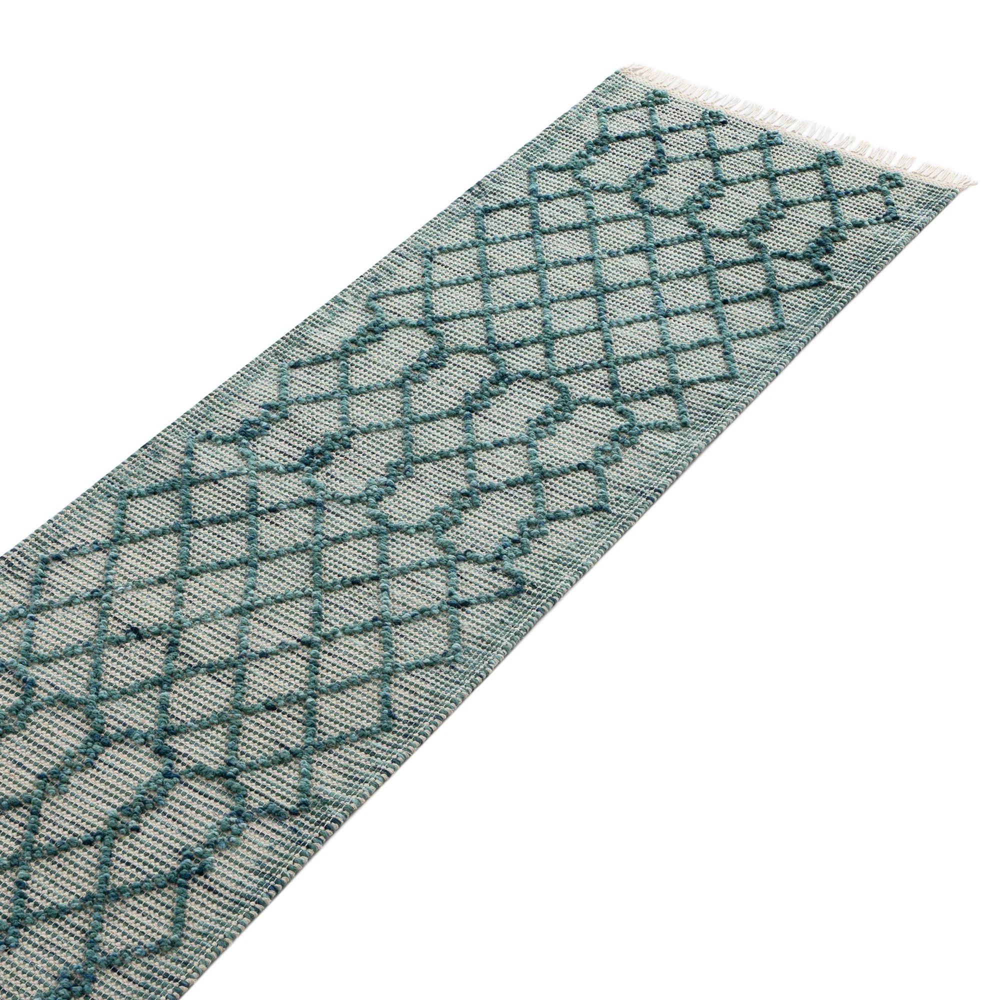 Avanti Handwoven Aquamarine Bobble Wool Runner - Image 2