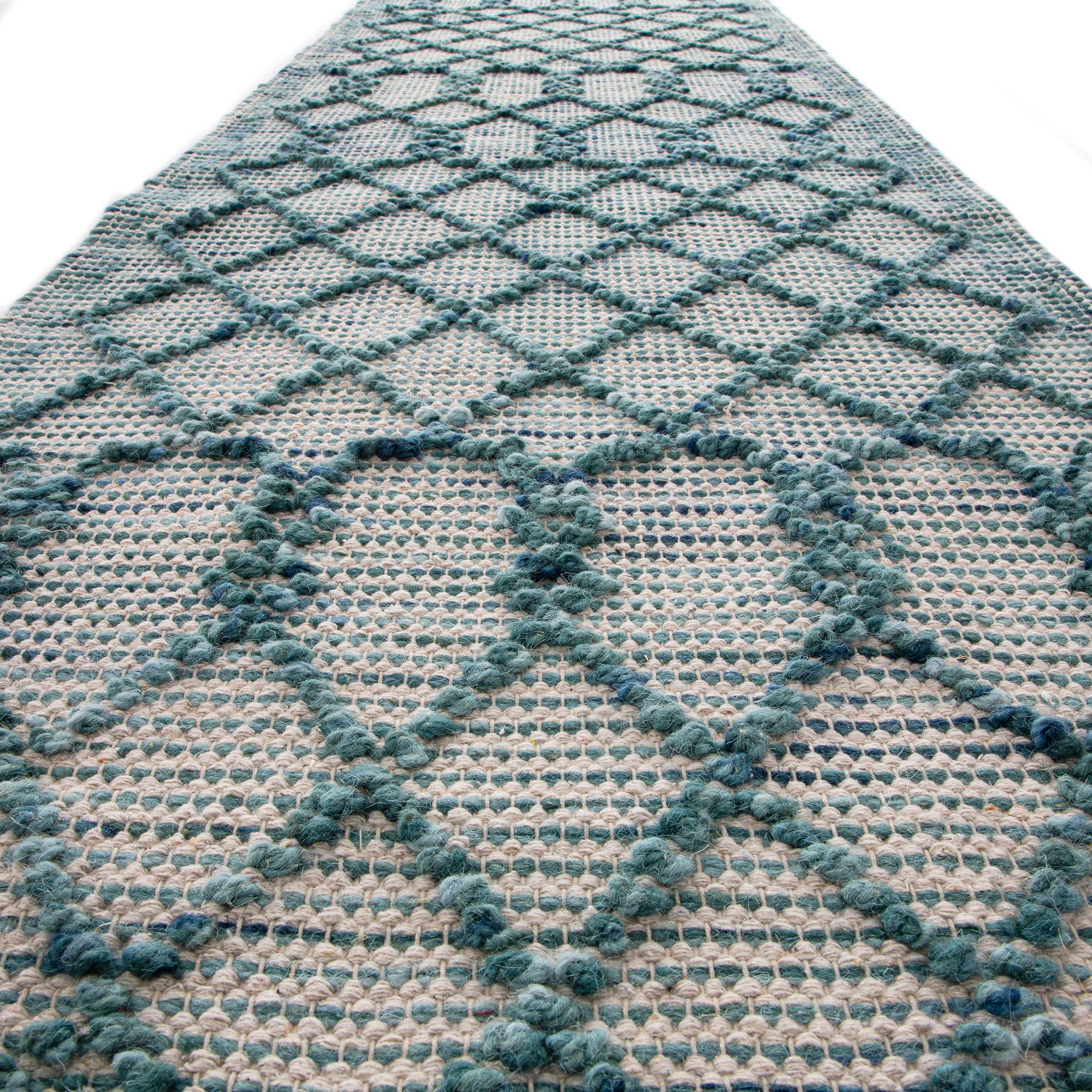 Avanti Handwoven Aquamarine Bobble Wool Runner - Image 4