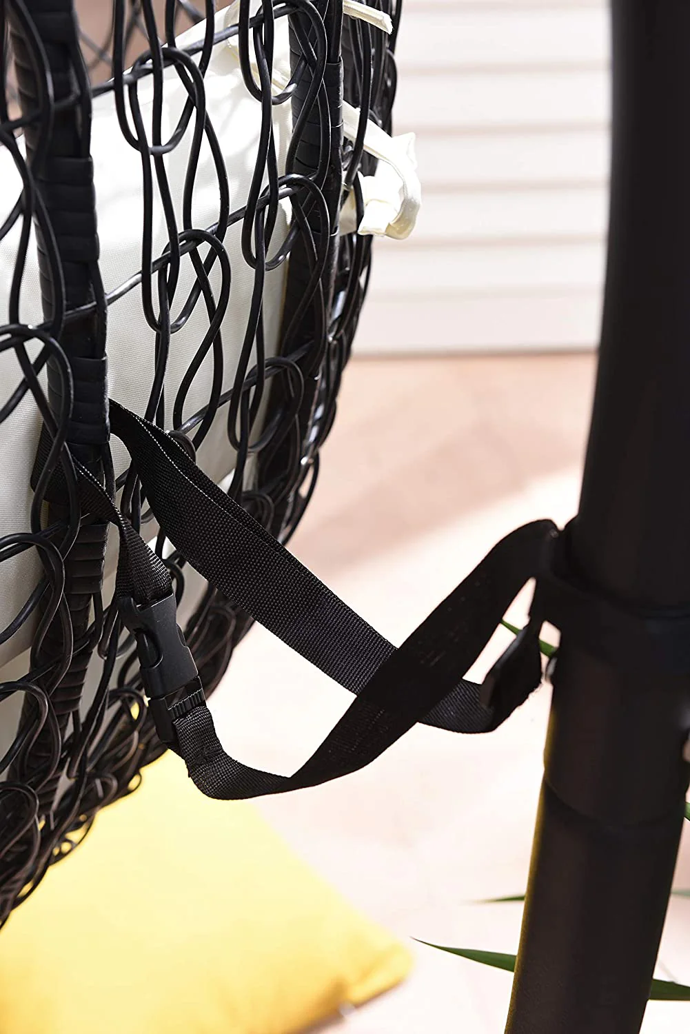 Azura Black Patio Hanging Egg Chair - Image 6