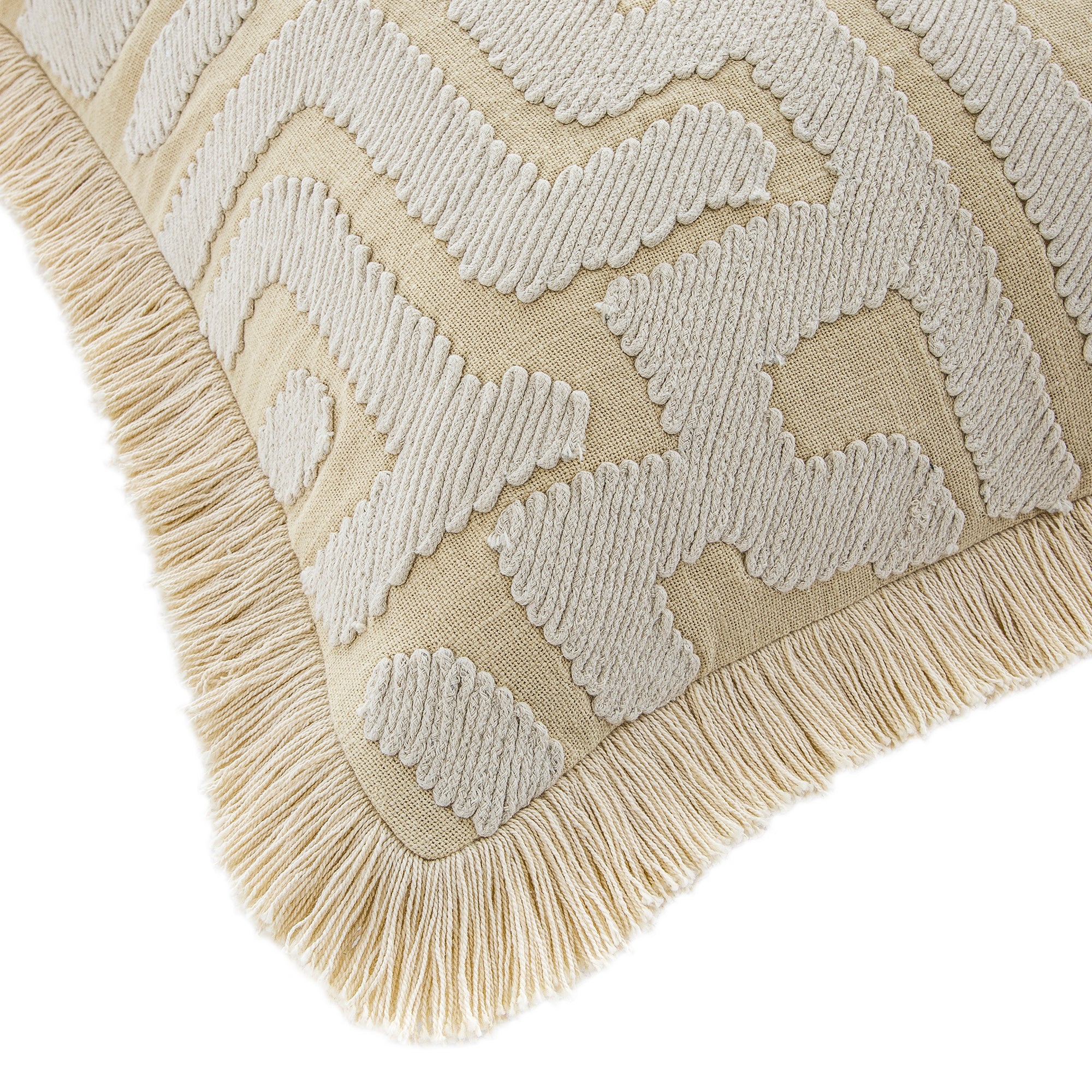 Baja Abstract Cream Fringe Cushion - Image 3