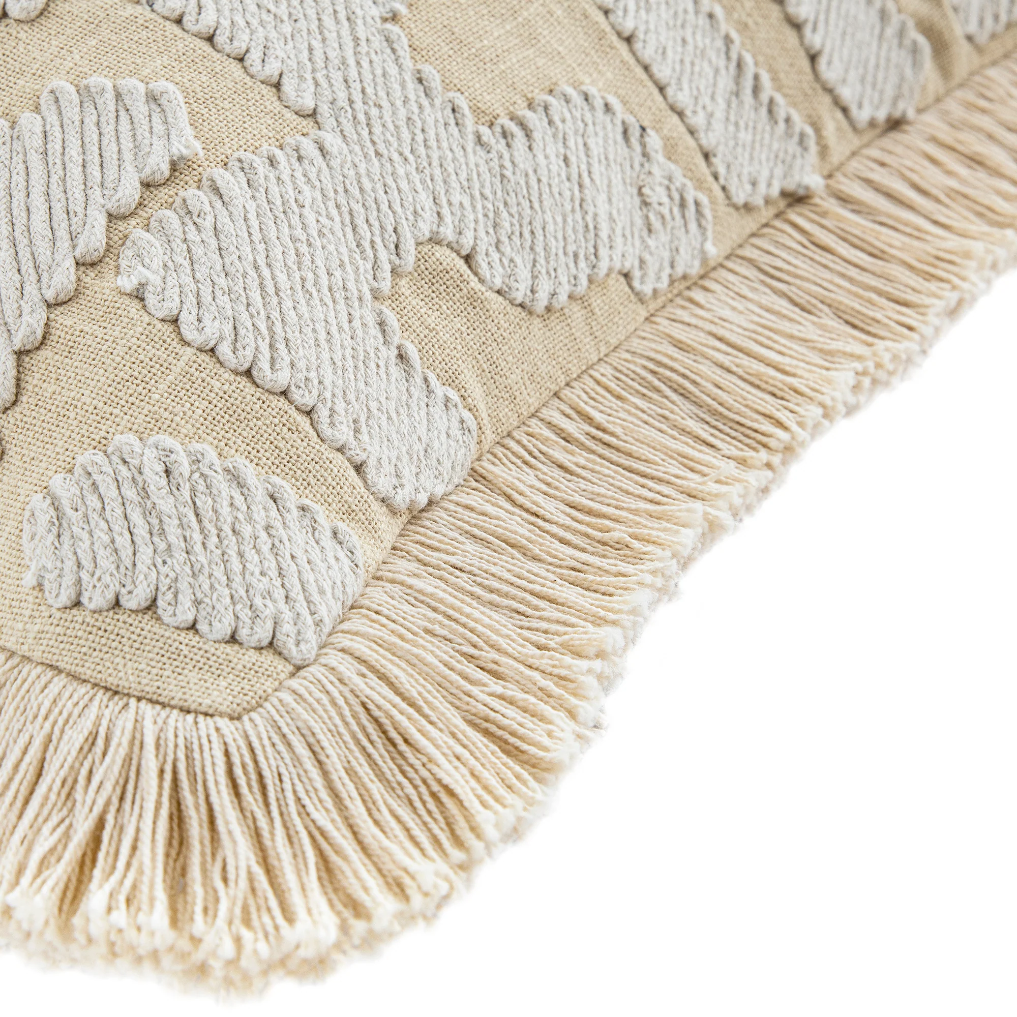 Baja Abstract Cream Fringe Cushion - Image 4