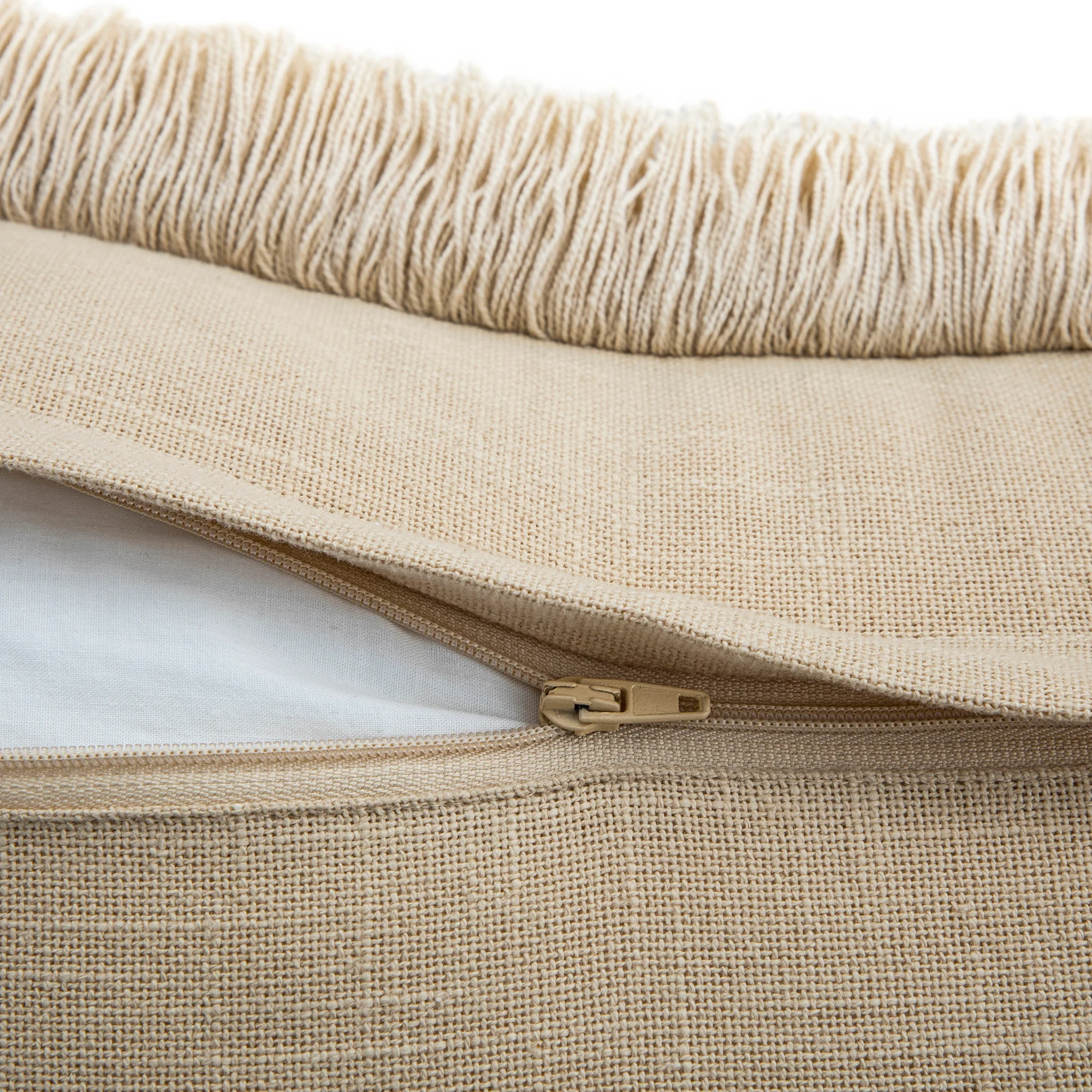 Baja Abstract Cream Fringe Cushion - Image 6