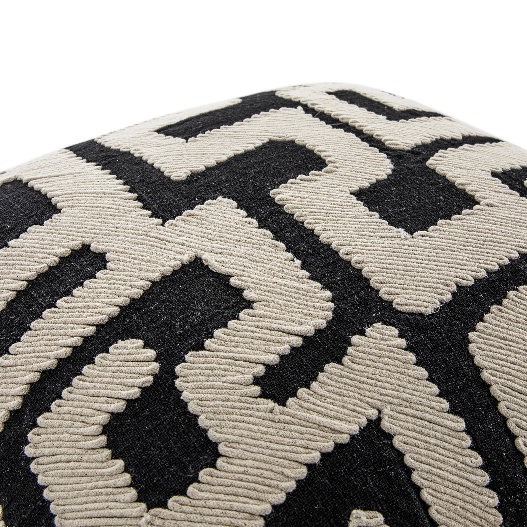 Baja Abstract Monochrome Cream Fringe Cushion - Image 3