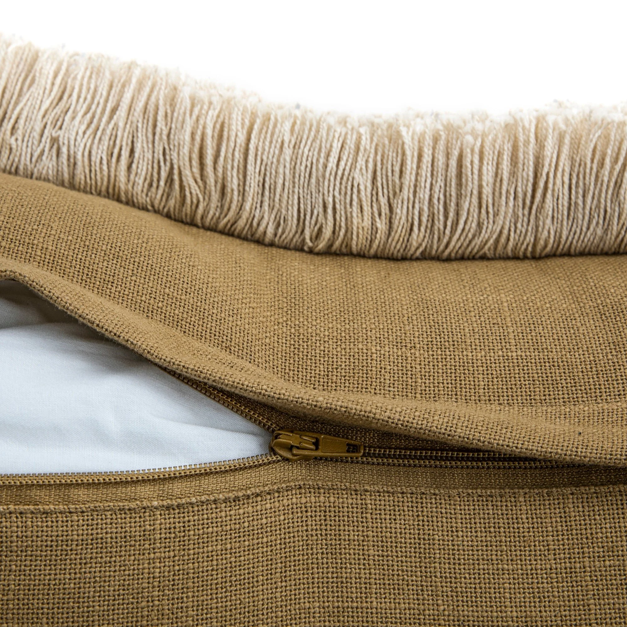 Baja Abstract Tan Fringe Cushion - Image 6