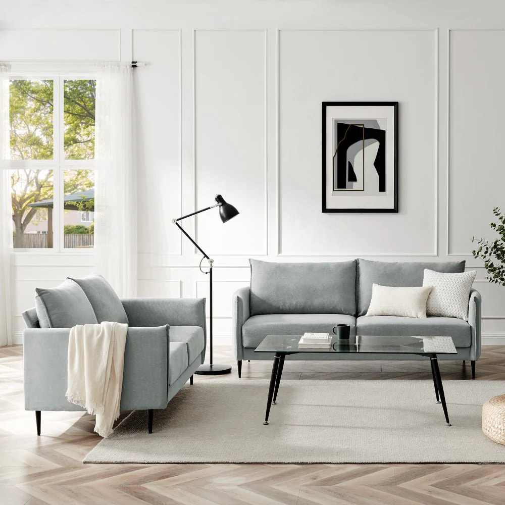Bari Light Grey Brushed Fabric Sofa - Image 5