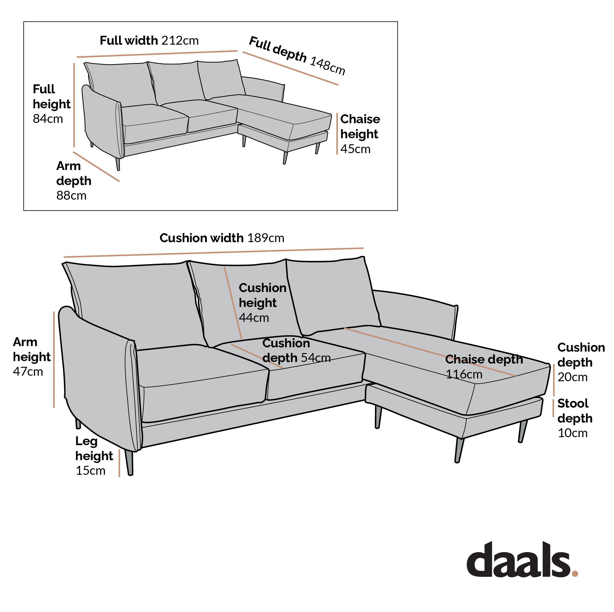 Bari Light Grey Brushed Fabric Chaise Sofa - Image 5