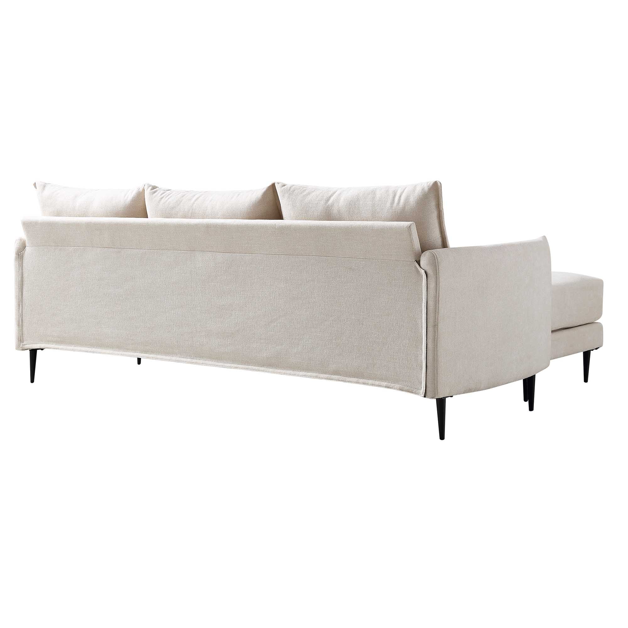 Bari Light Beige Woven Fabric Chaise Sofa - Image 9