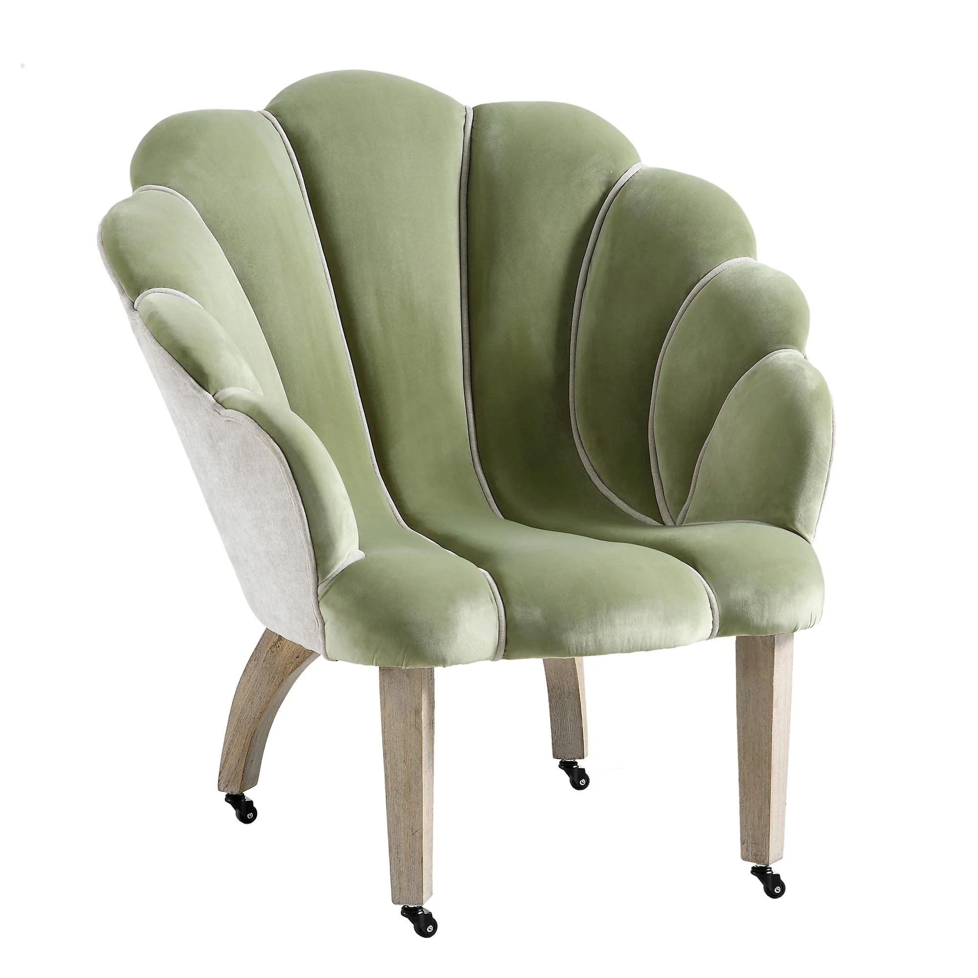 Barnard Scalloped Clam Chair, Lichen Velvet - Image 5