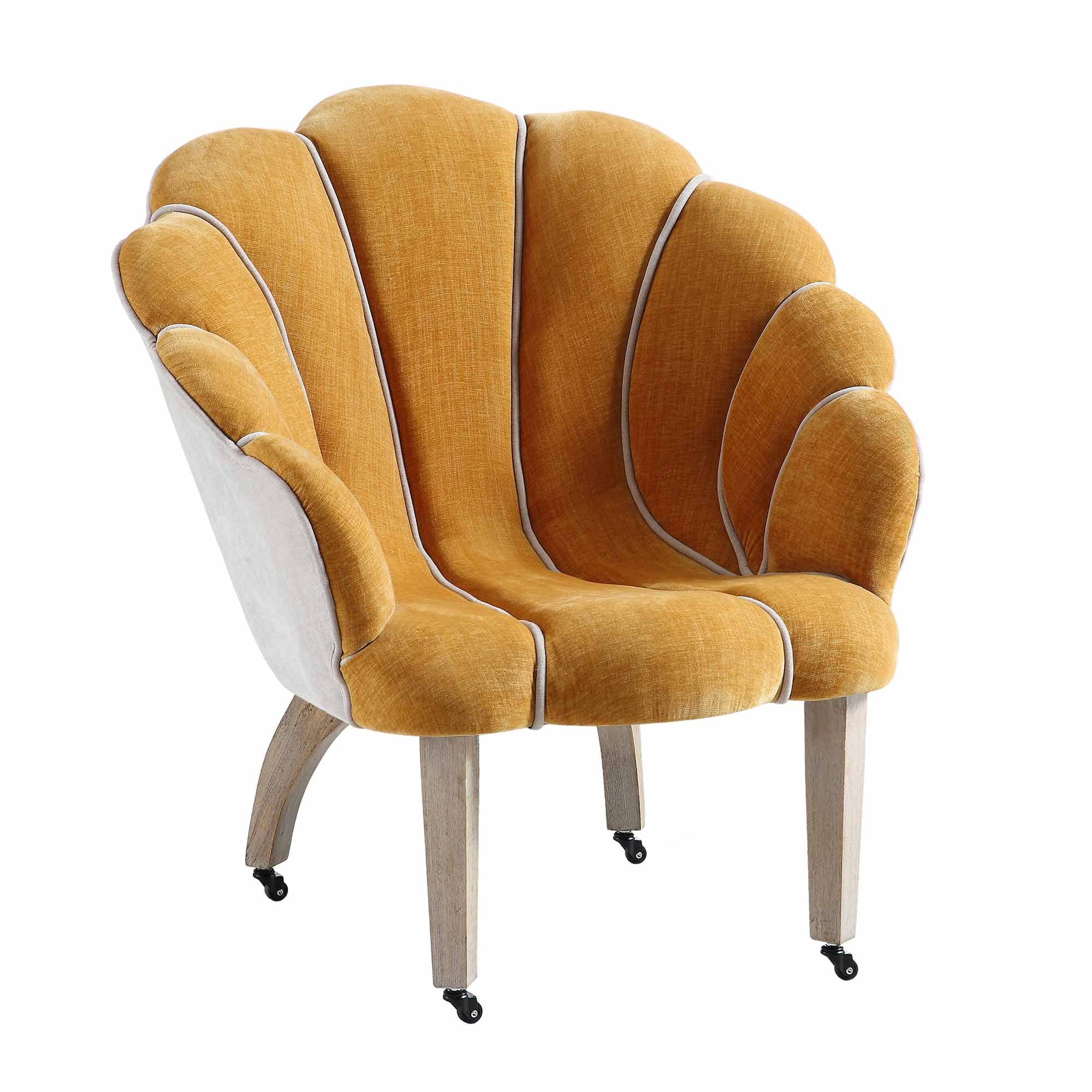 Barnard Scalloped Clam Chair, Mustard Chenille - Image 4