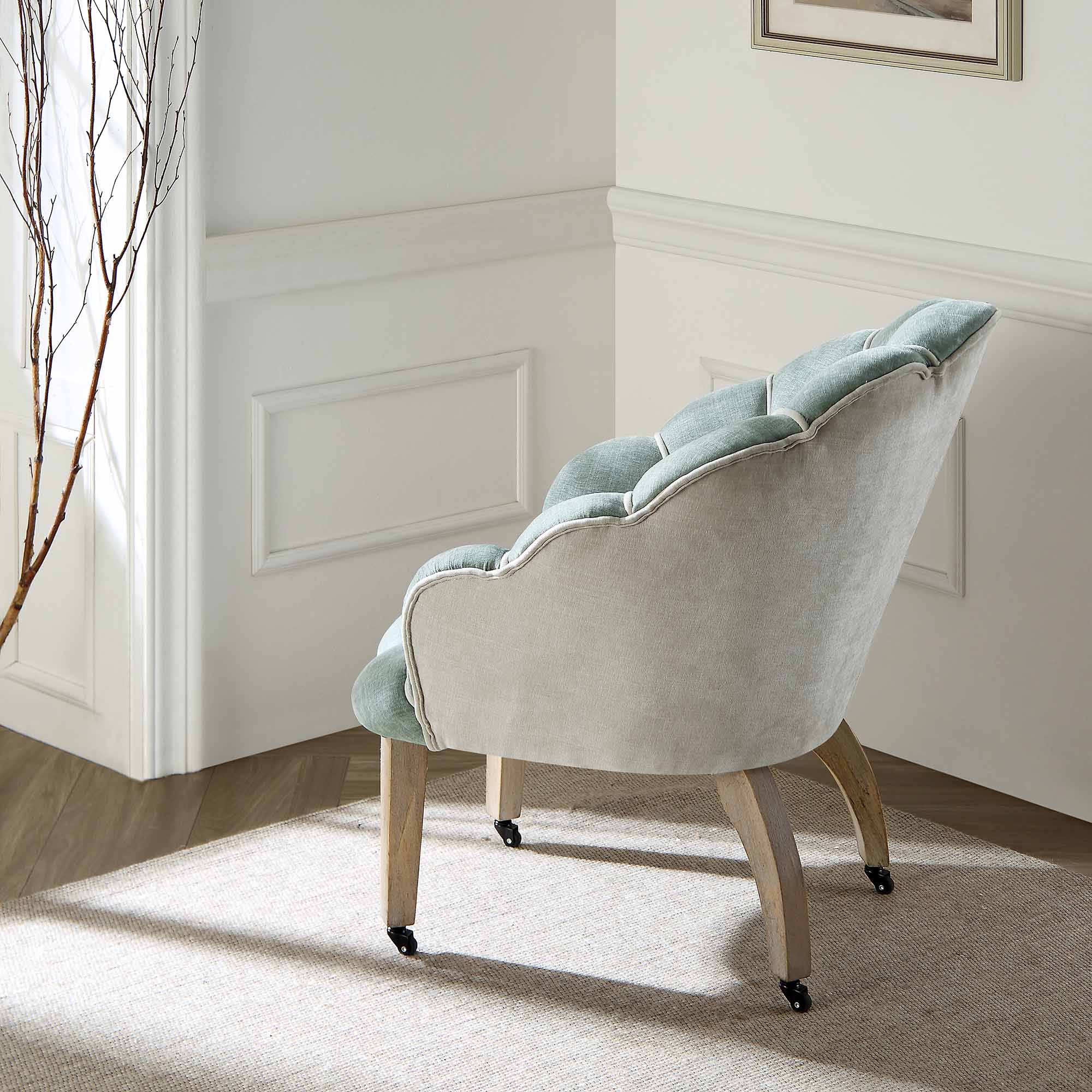 Barnard Scalloped Clam Chair, Sage Green Chenille - Image 3