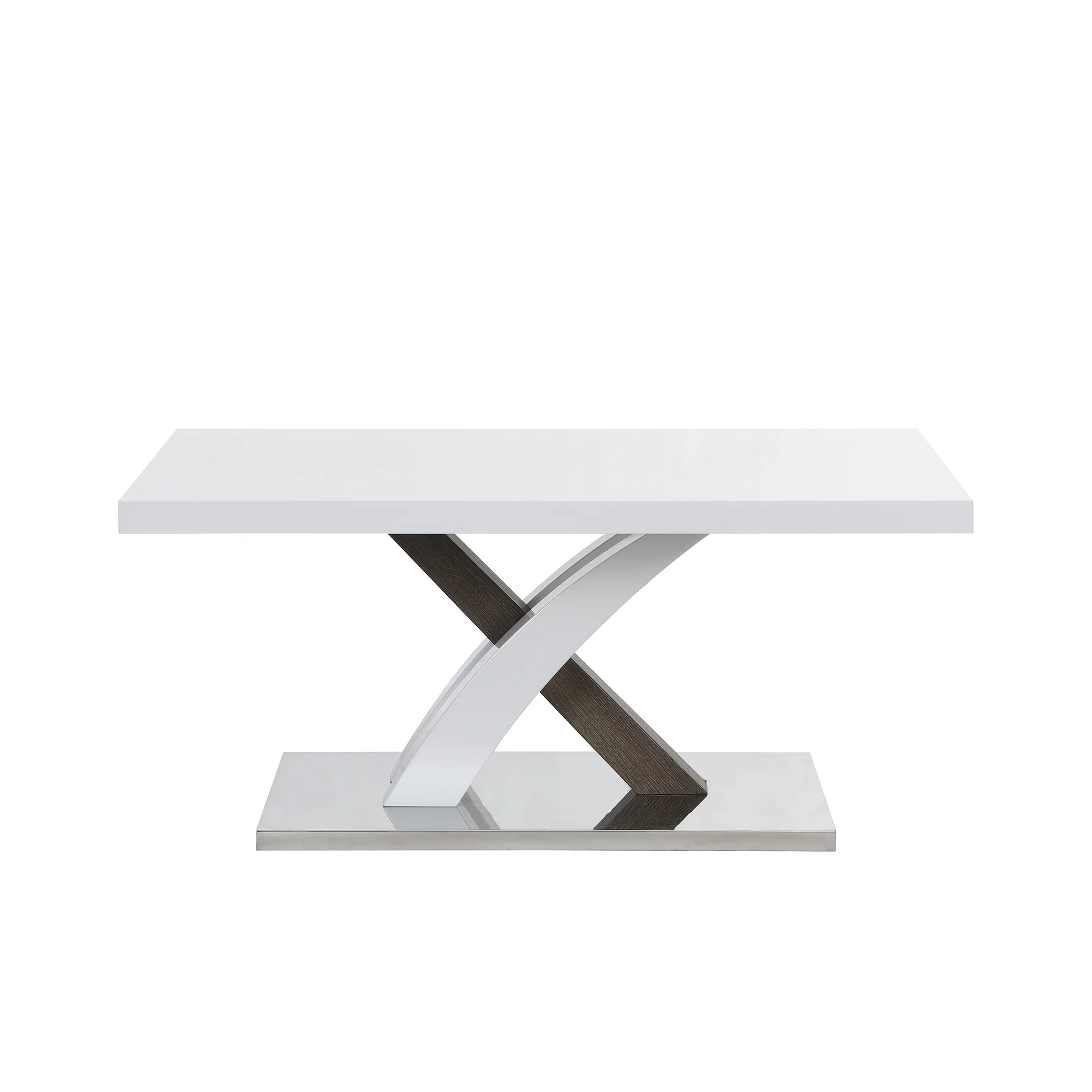 Basel High Gloss White Coffee Table with Stainless Steel Base - Image 3