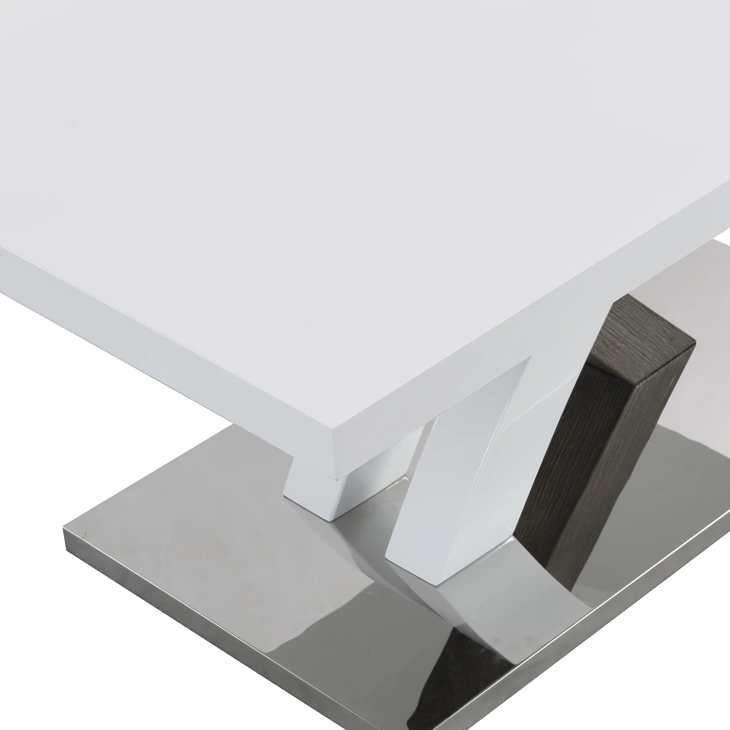 Basel High Gloss White Coffee Table with Stainless Steel Base - Image 7