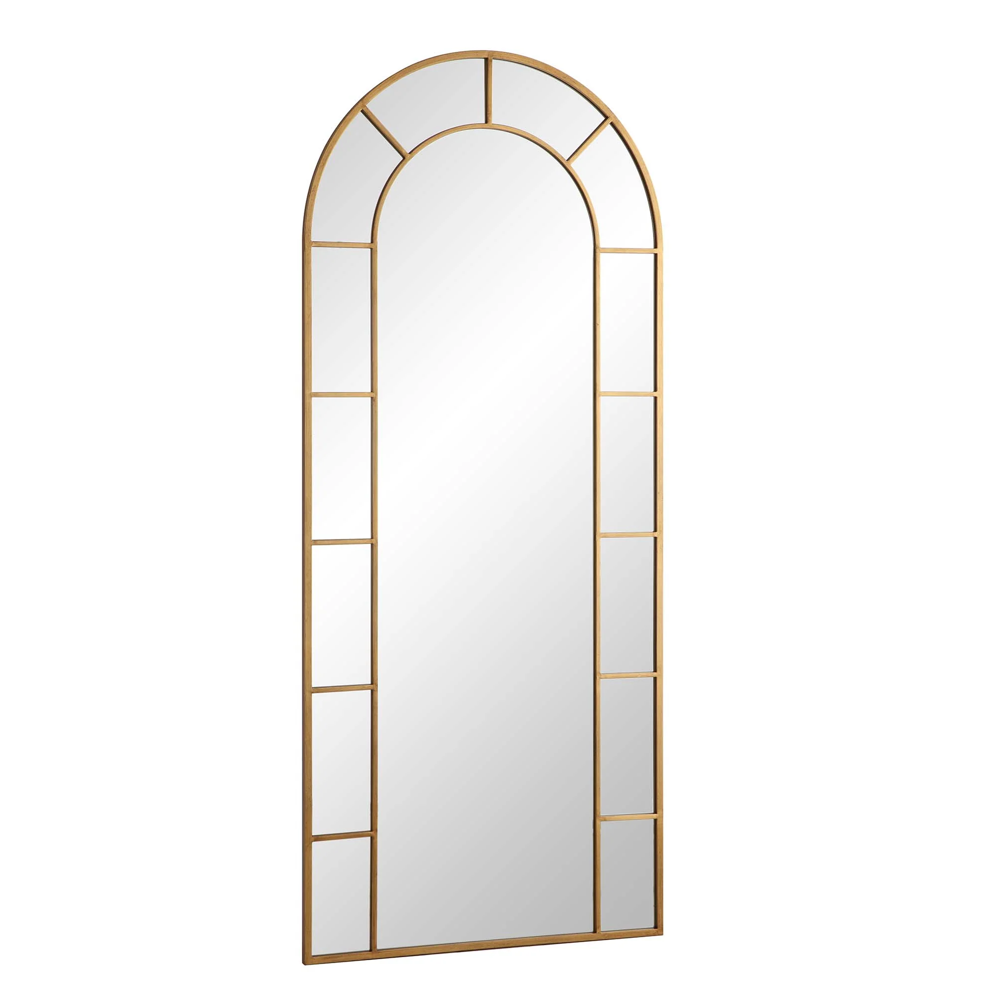 Beaumont Arched Full Length Metal Frame Mirror 178 x 76 cm, Antique Gold Effect - Image 4