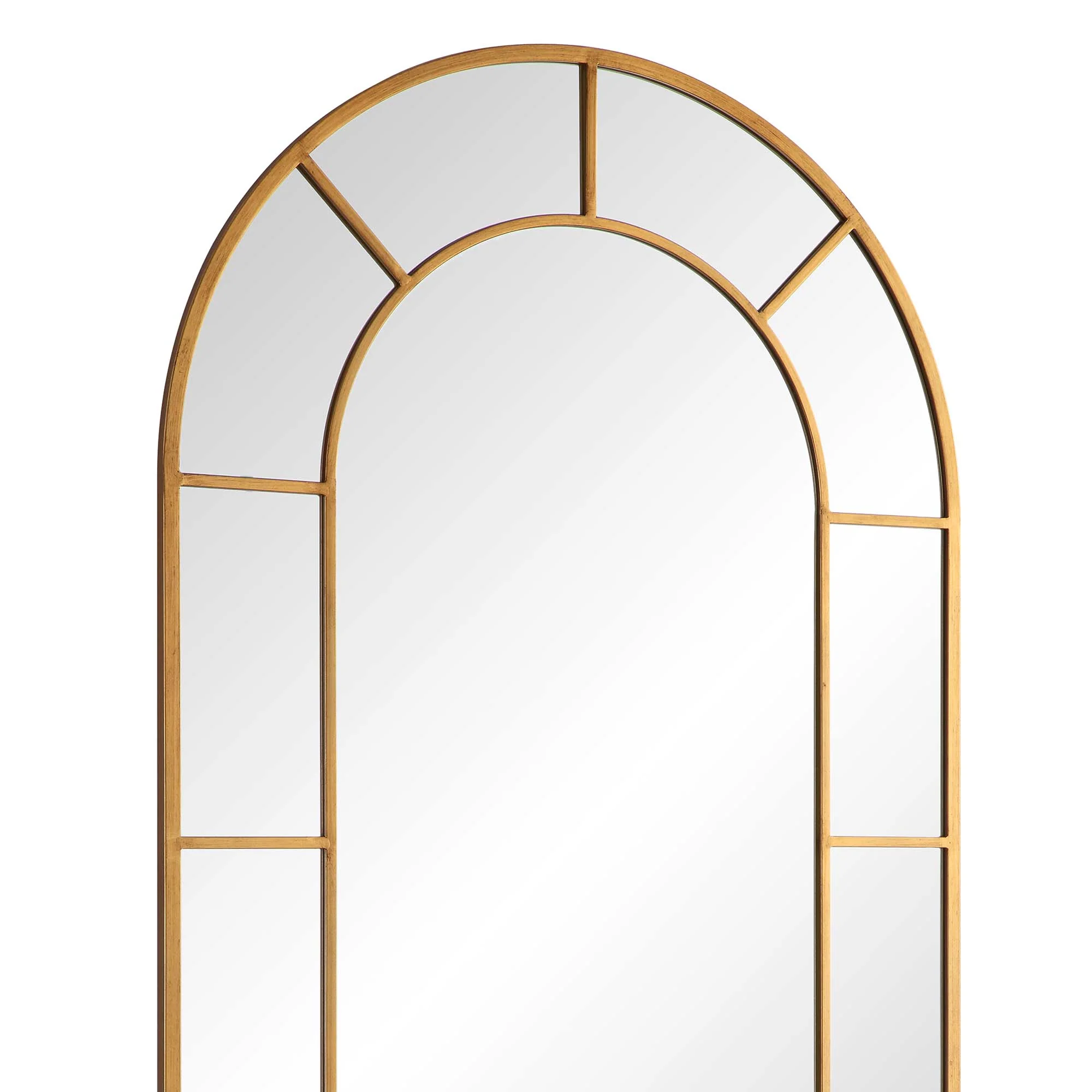 Beaumont Arched Full Length Metal Frame Mirror 178 x 76 cm, Antique Gold Effect - Image 6