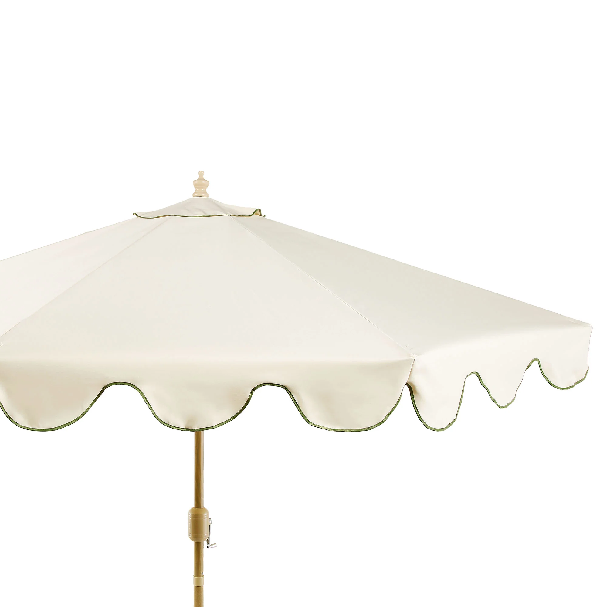 Beige 2.6M Octagonal Crank and Tilt Parasol with Grass Green Scalloped Edge - Image 11