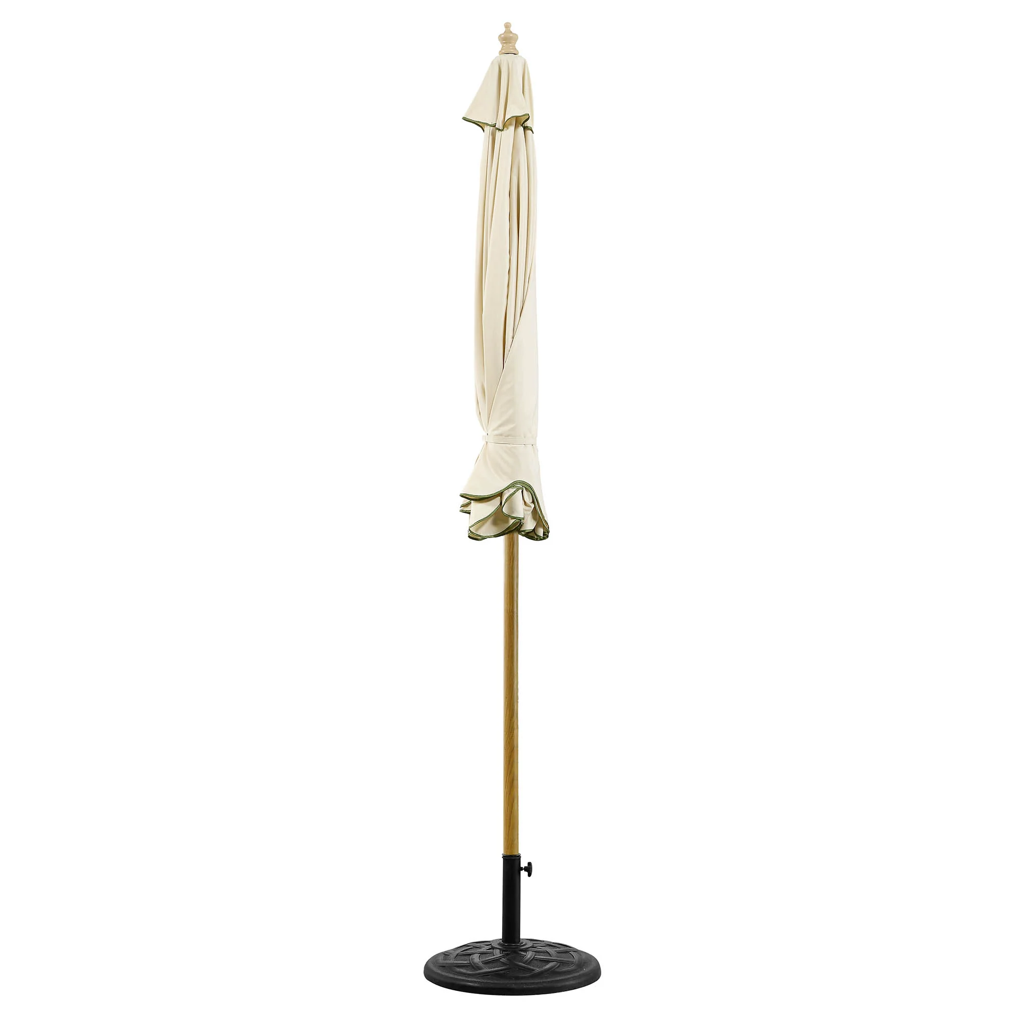 Beige 2.6M Octagonal Crank and Tilt Parasol with Grass Green Scalloped Edge - Image 7