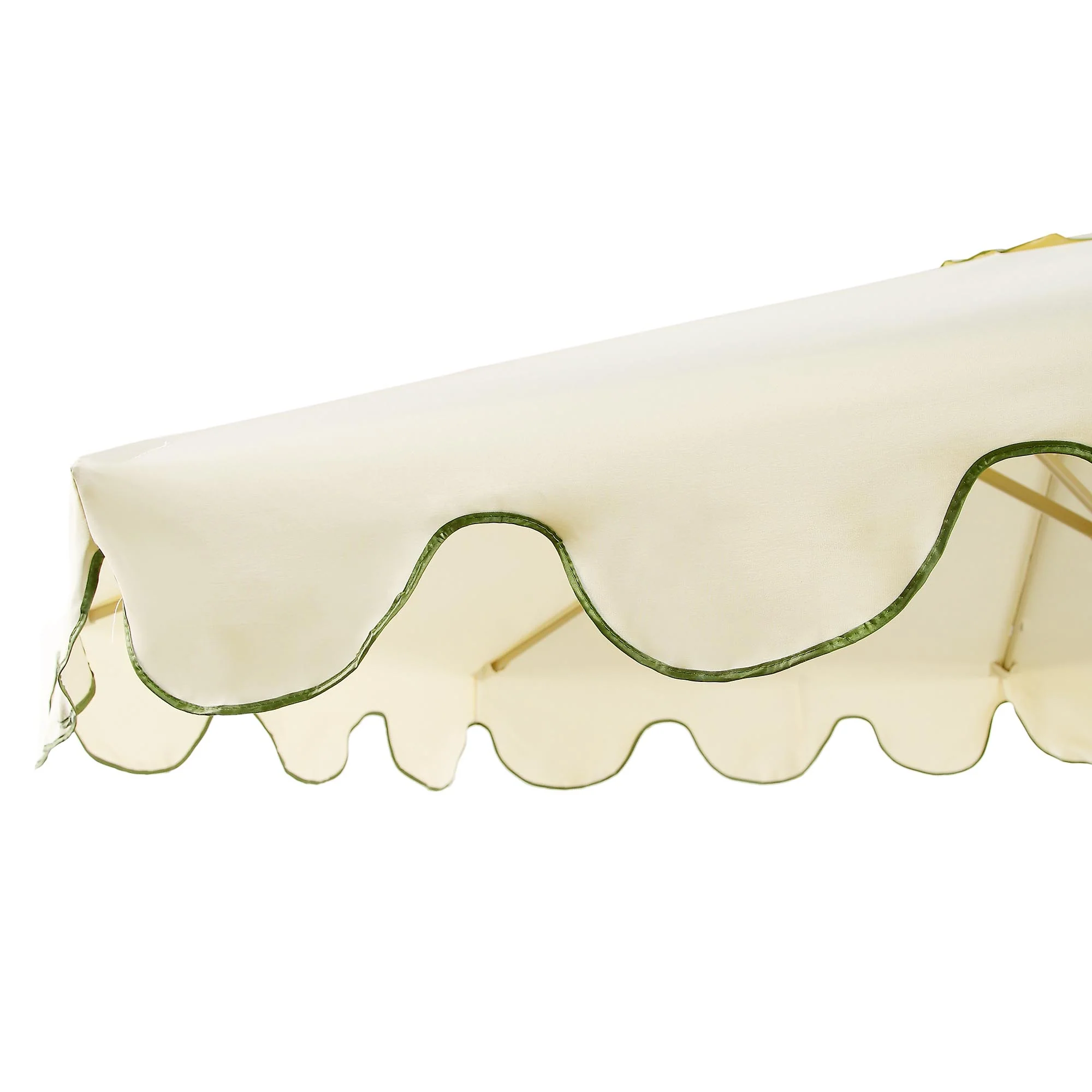 Beige 2.6M Octagonal Crank and Tilt Parasol with Grass Green Scalloped Edge - Image 9