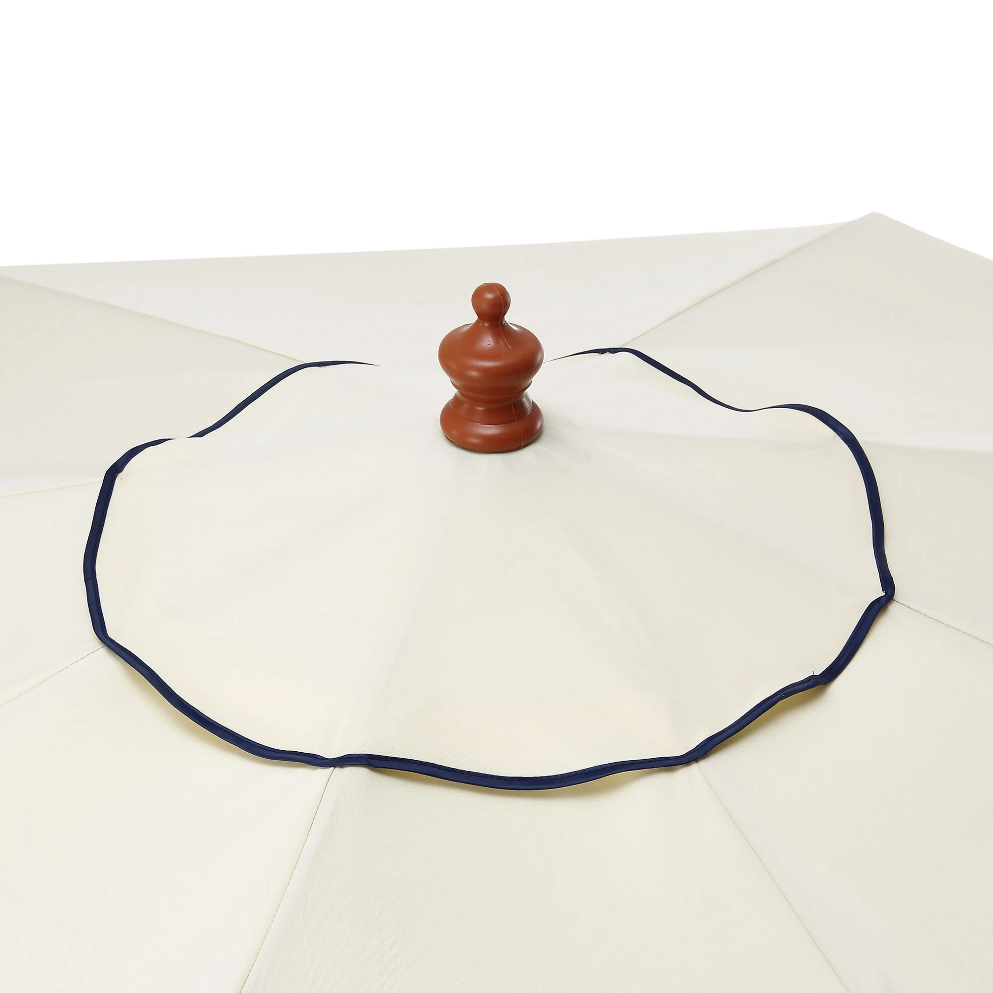 Beige 2.6M Octagonal Crank and Tilt Parasol with Navy Scalloped Edge - Image 9