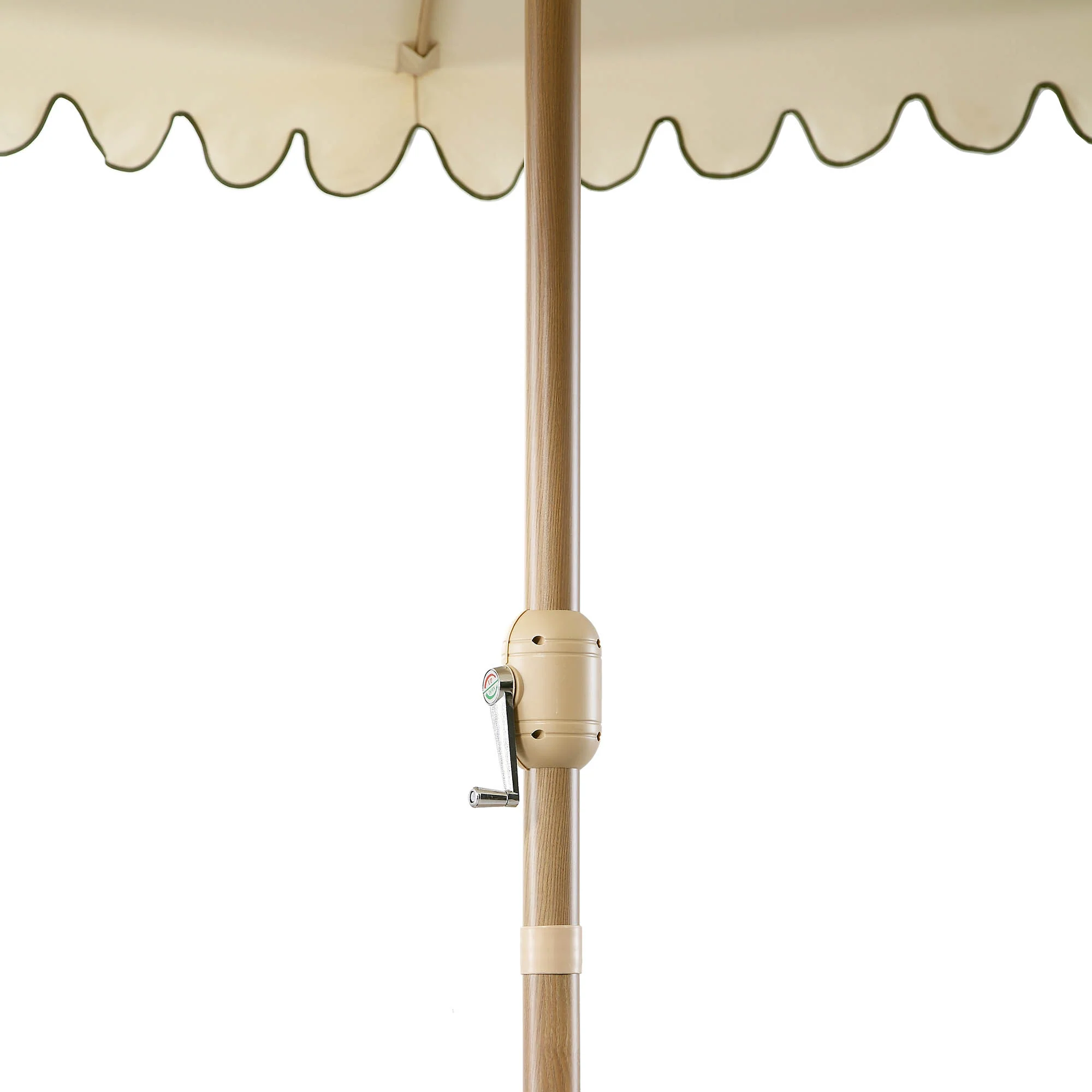Fabienne Beige 3M Octagonal Double Top Crank and Tilt Parasol with Green Scalloped Edge - Image 12