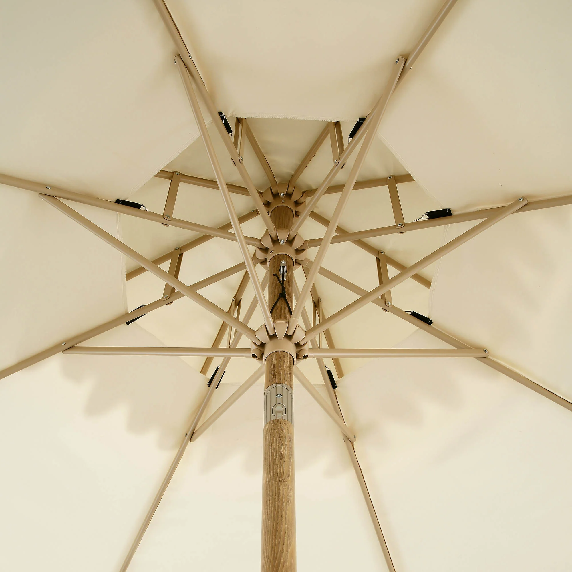 Fabienne Beige 3M Octagonal Double Top Crank and Tilt Parasol with Green Scalloped Edge - Image 13
