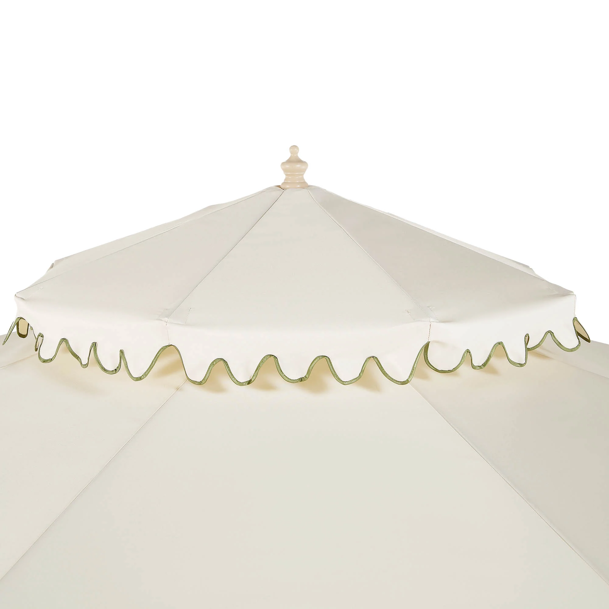Fabienne Beige 3M Octagonal Double Top Crank and Tilt Parasol with Green Scalloped Edge - Image 14