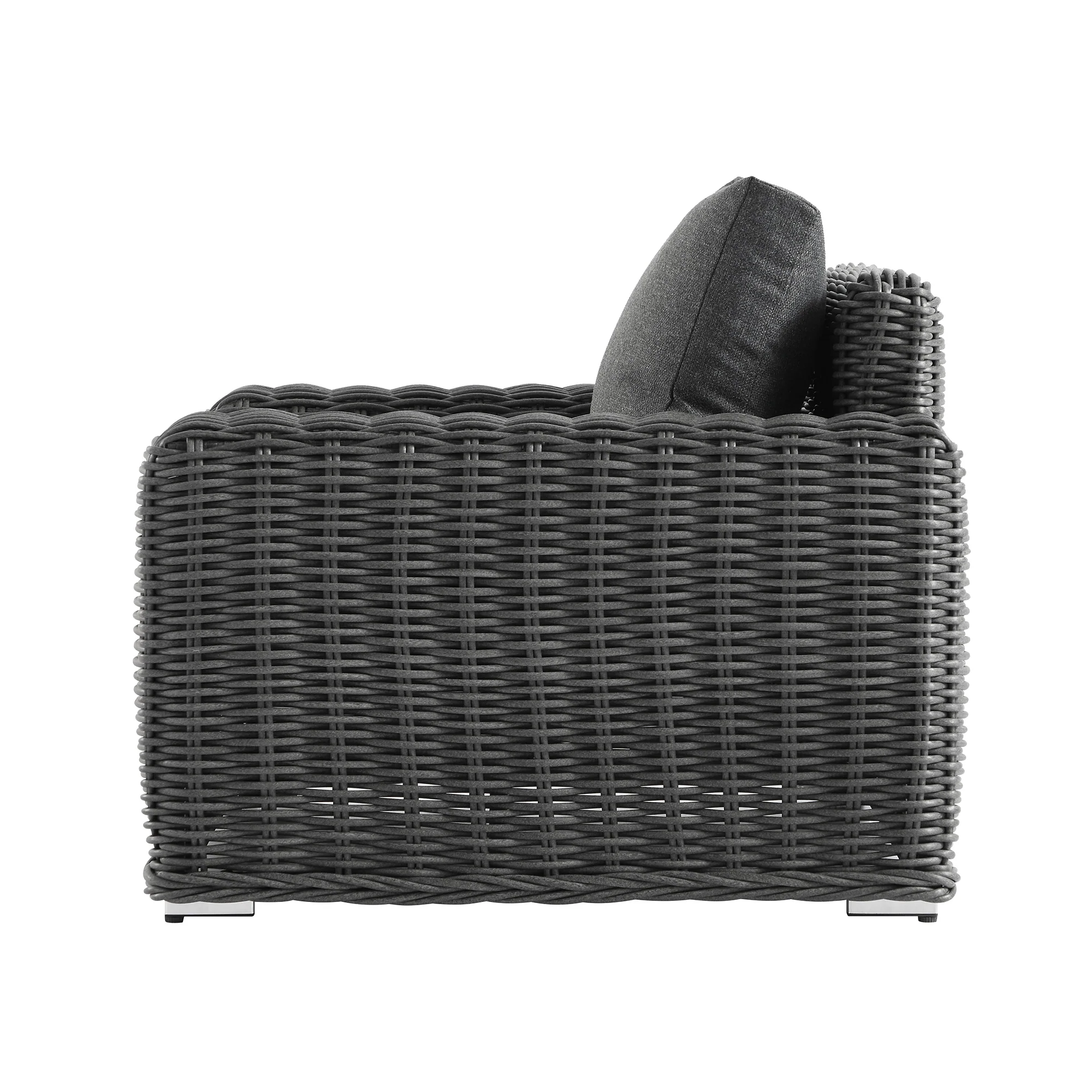 Bellagio Round Wicker Outdoor 1-Seater Sofa, Dark Grey - Image 10