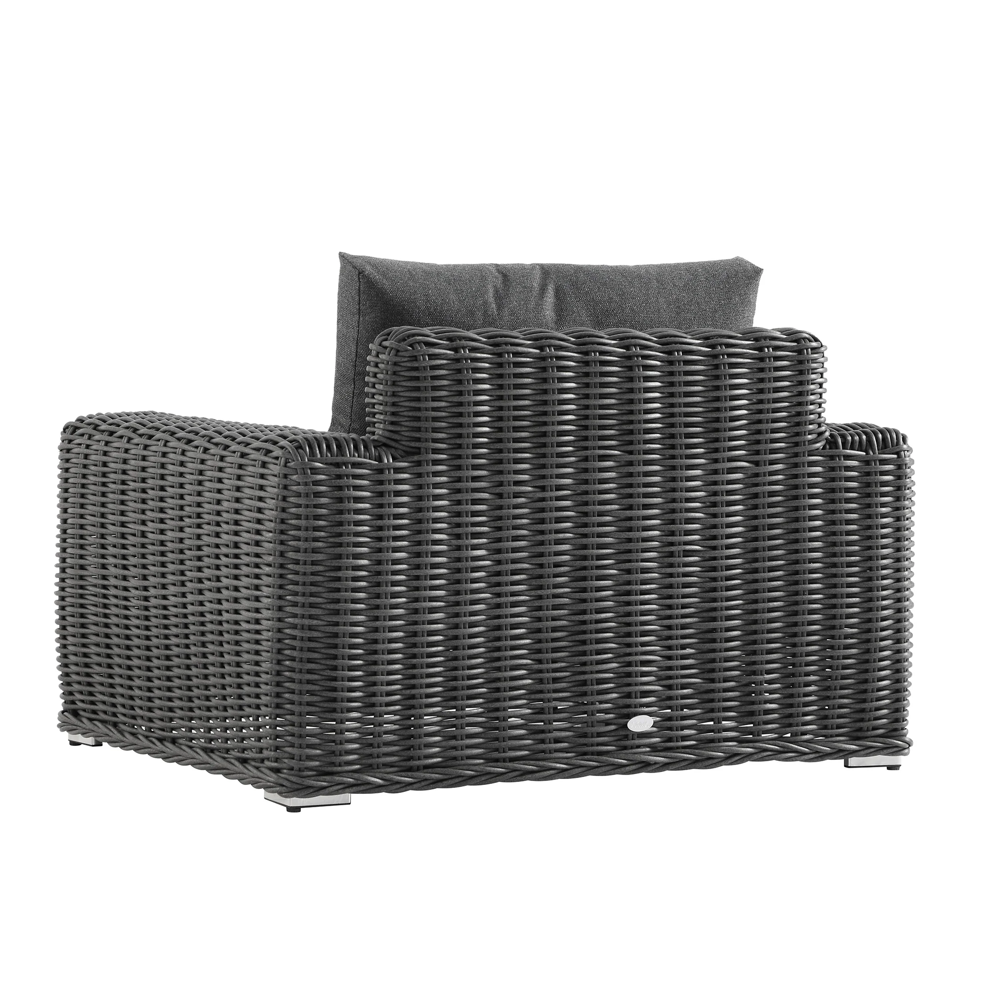 Bellagio Round Wicker Outdoor 1-Seater Sofa, Dark Grey - Image 11