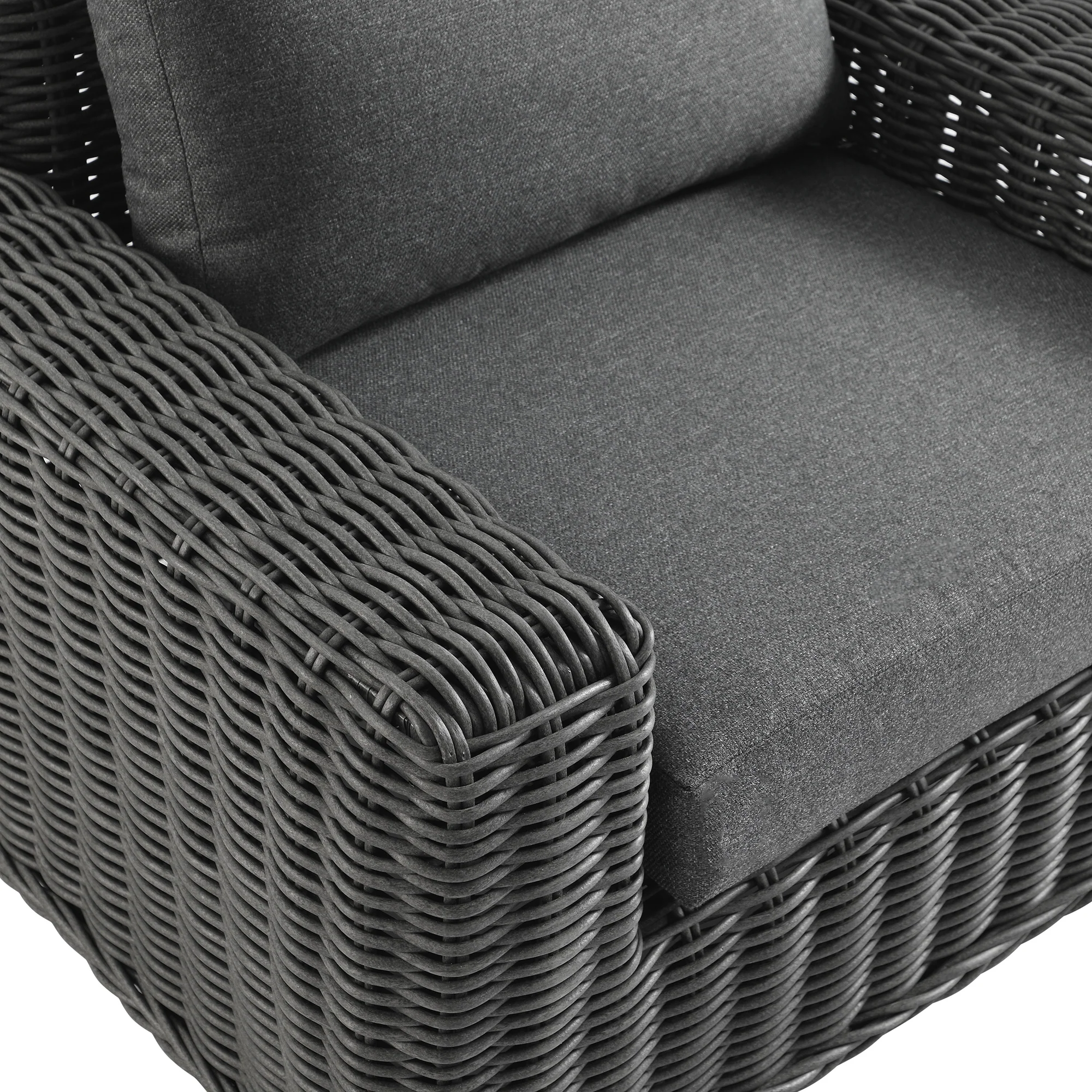Bellagio Round Wicker Outdoor 1-Seater Sofa, Dark Grey - Image 14
