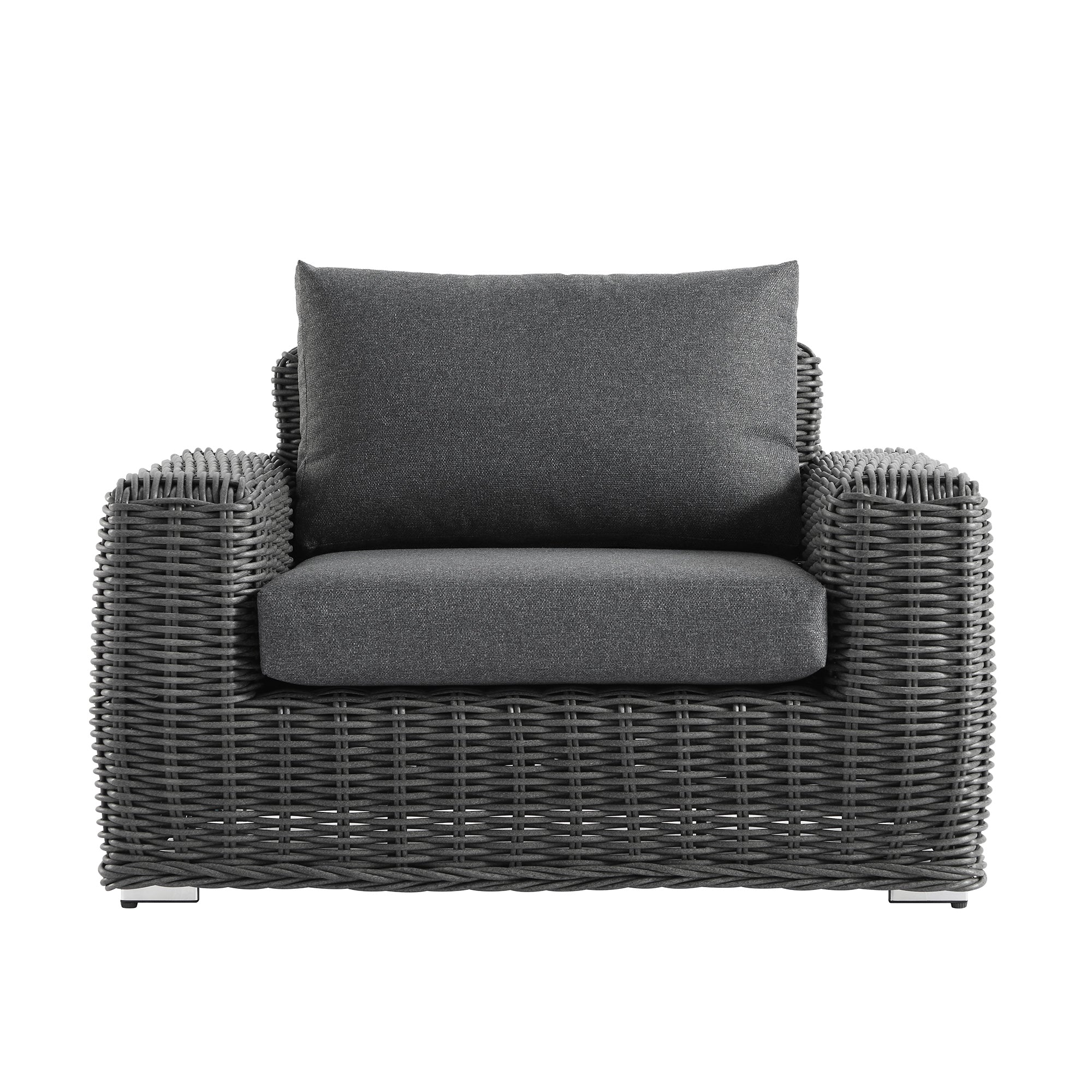 Bellagio Round Wicker Outdoor 1-Seater Sofa, Dark Grey - Image 6