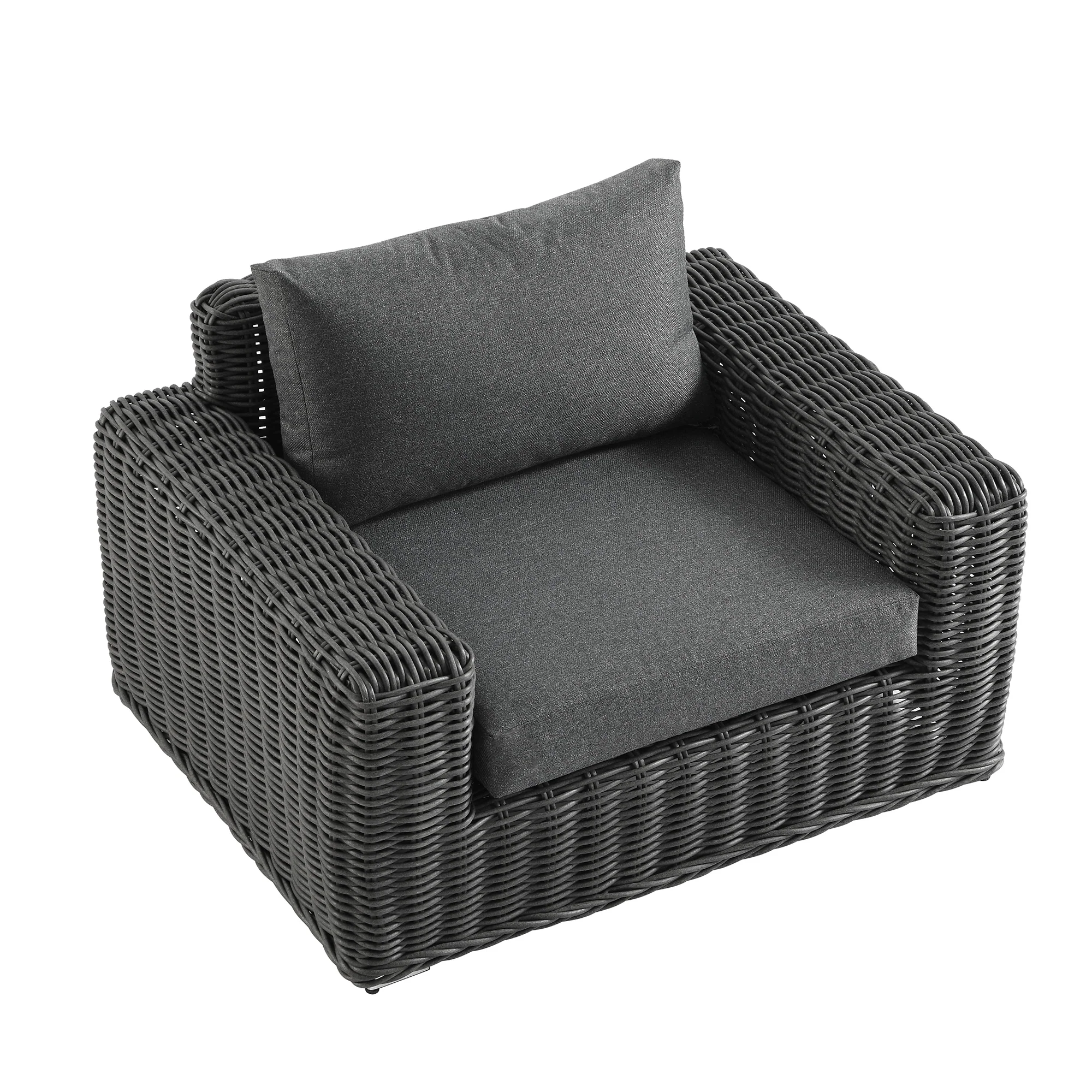Bellagio Round Wicker Outdoor 1-Seater Sofa, Dark Grey - Image 9