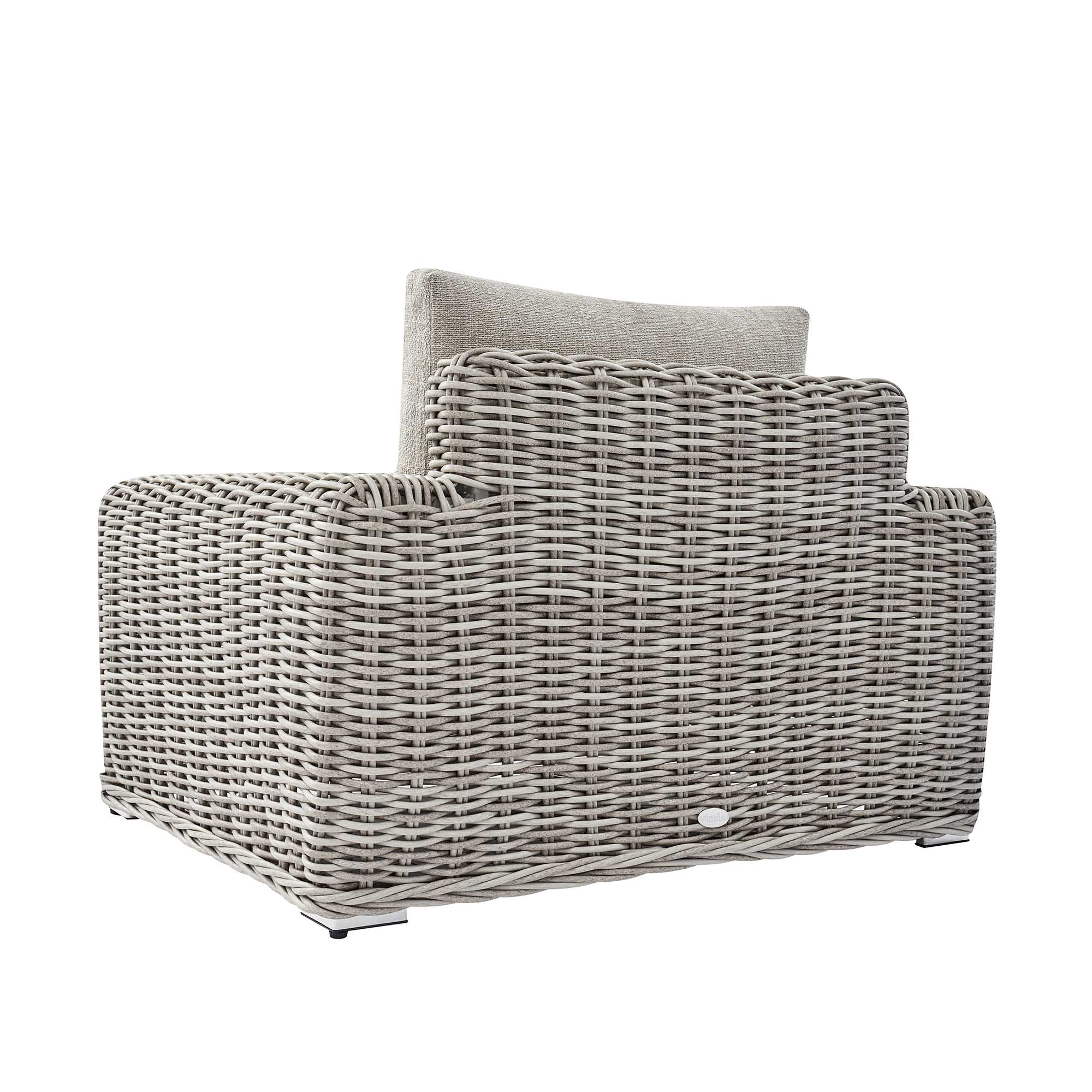 Bellagio Round Wicker Outdoor 1-Seater Sofa, Light Grey - Image 6
