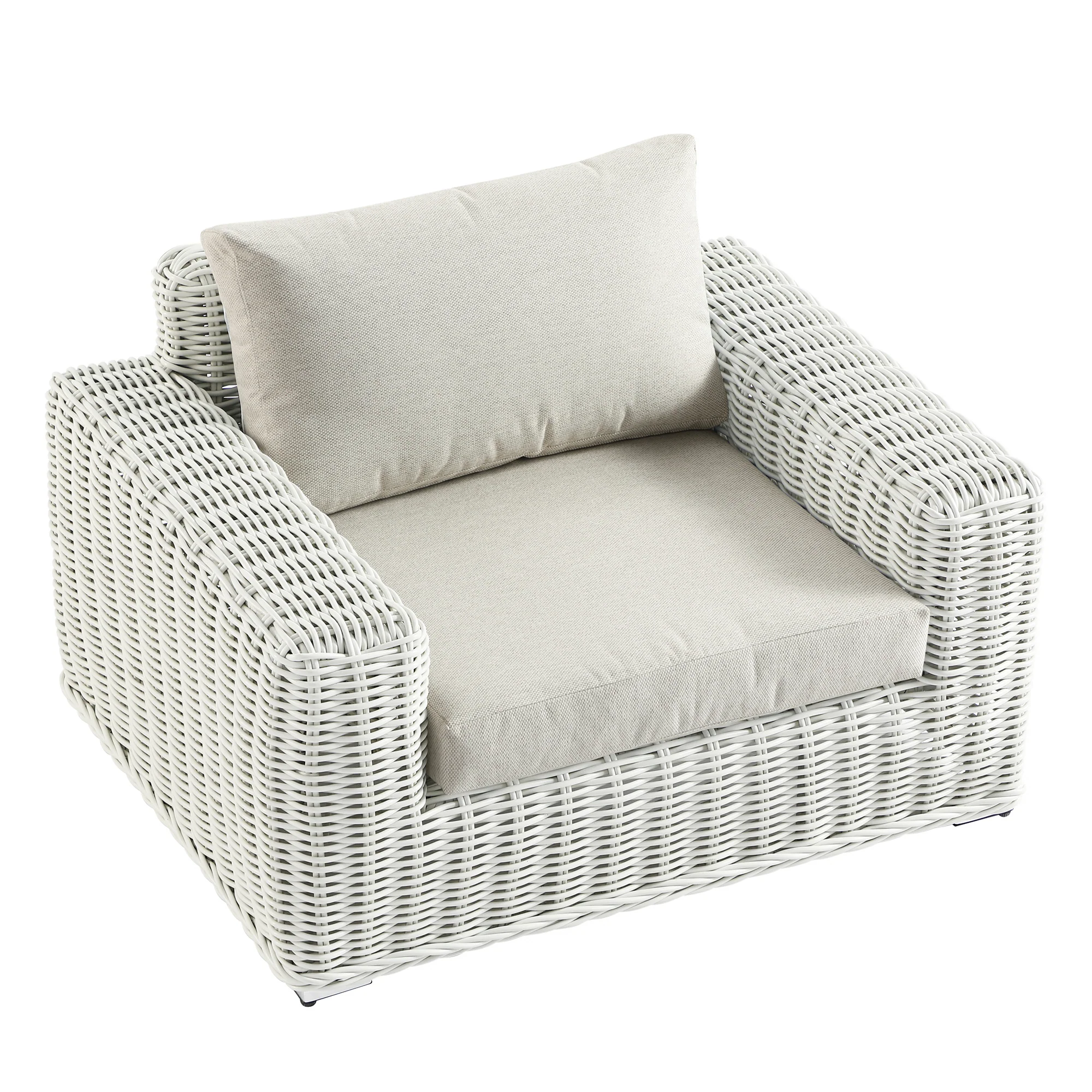 Bellagio Round Wicker Outdoor 1-Seater Sofa, White - Image 2