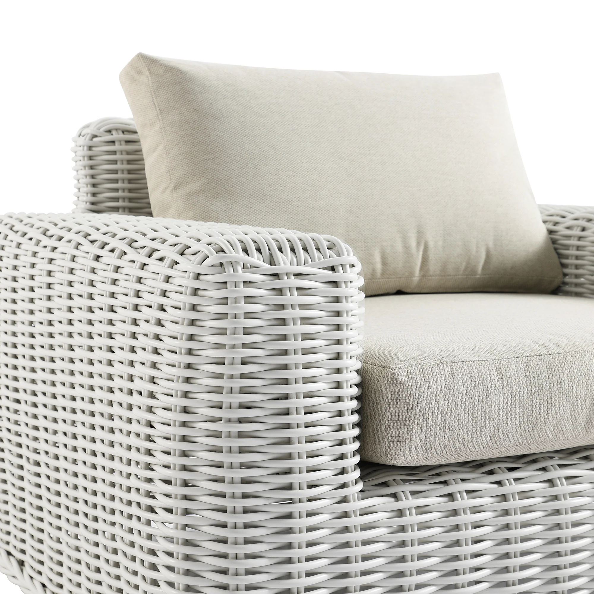 Bellagio Round Wicker Outdoor 1-Seater Sofa, White - Image 7