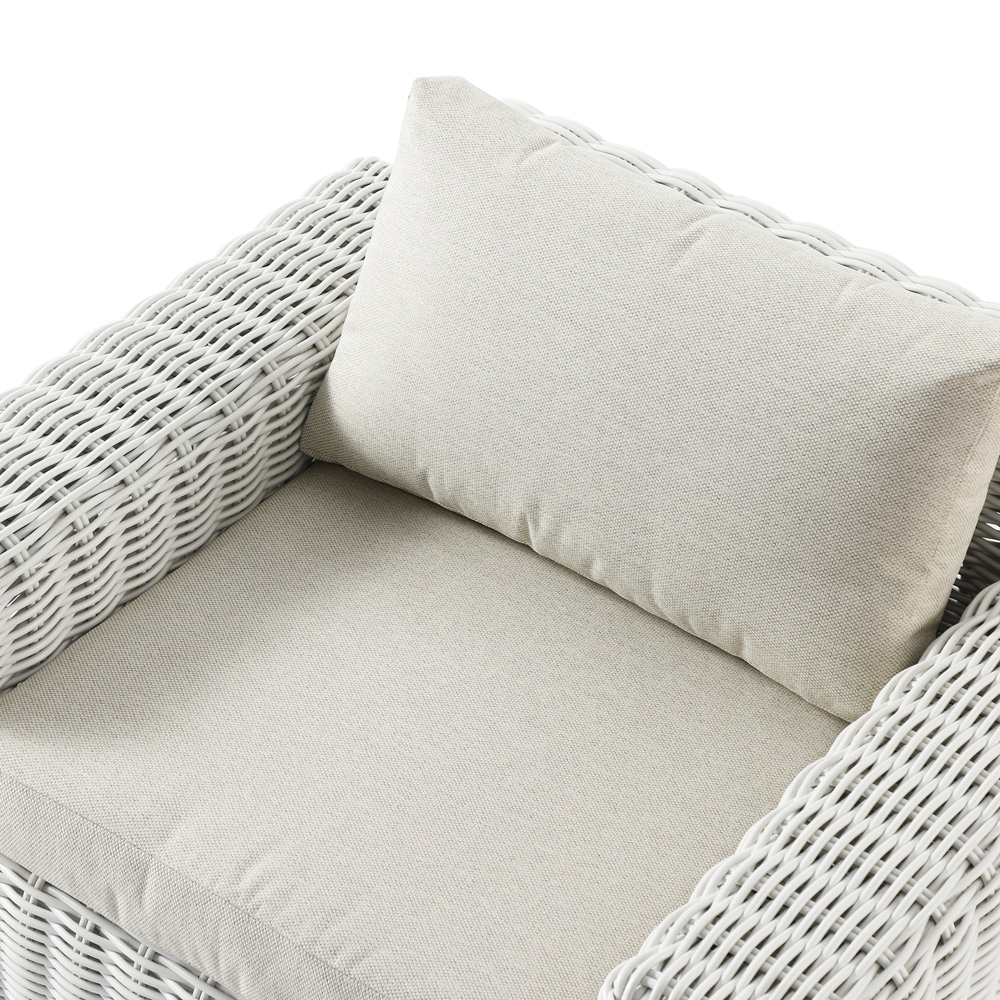 Bellagio Round Wicker Outdoor 1-Seater Sofa, White - Image 8